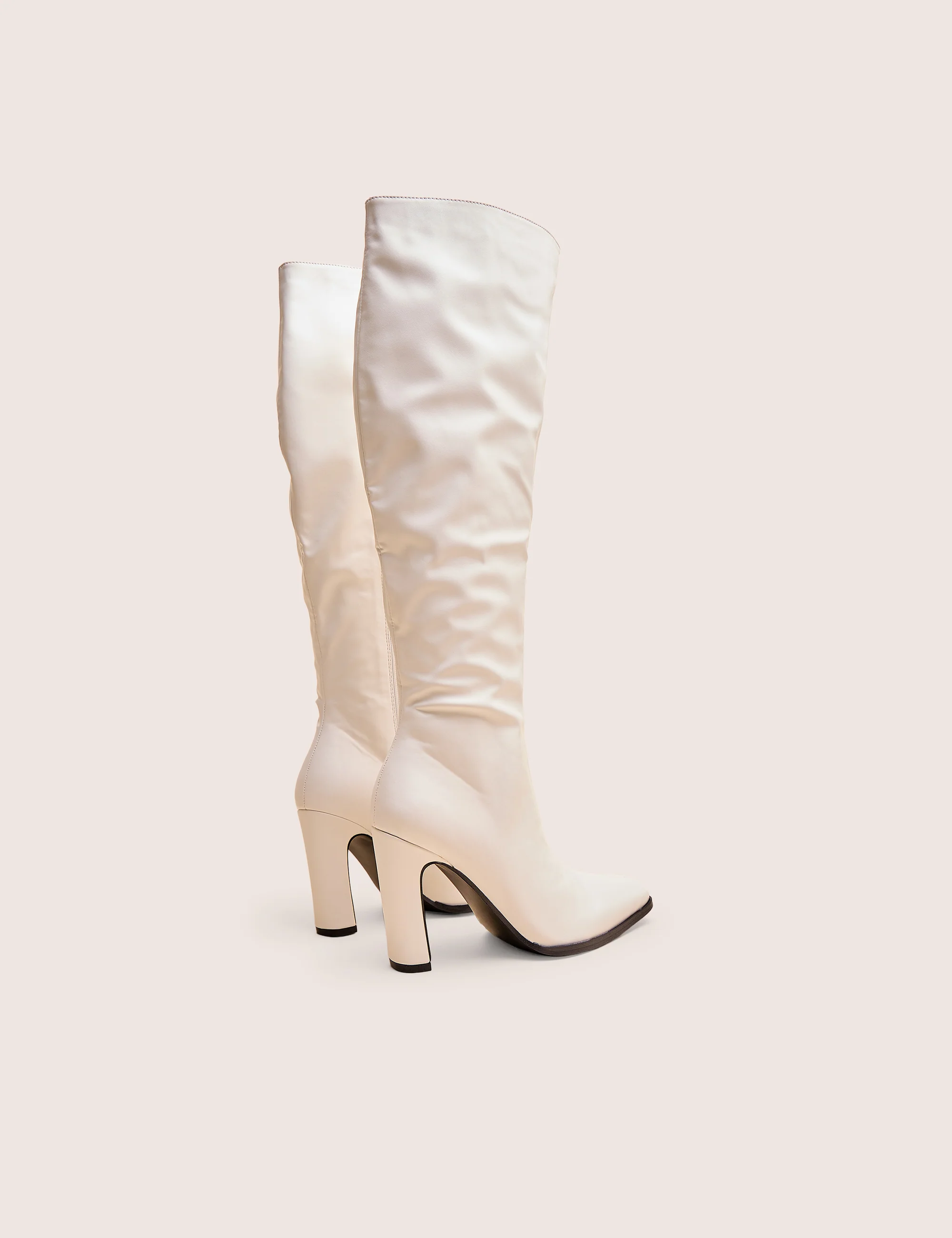 Acquilla White Knee High Flared Boots - Image 3