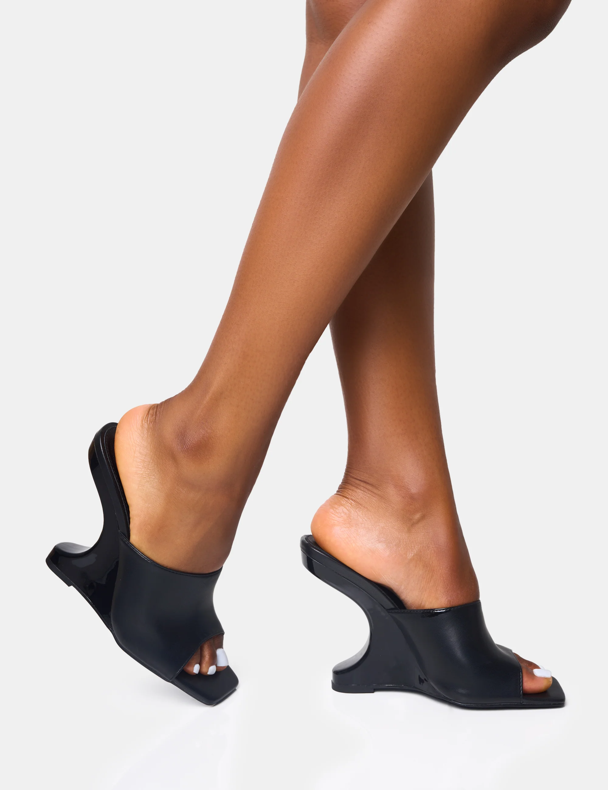 All in Black Structured Wedge Heels - Image 2