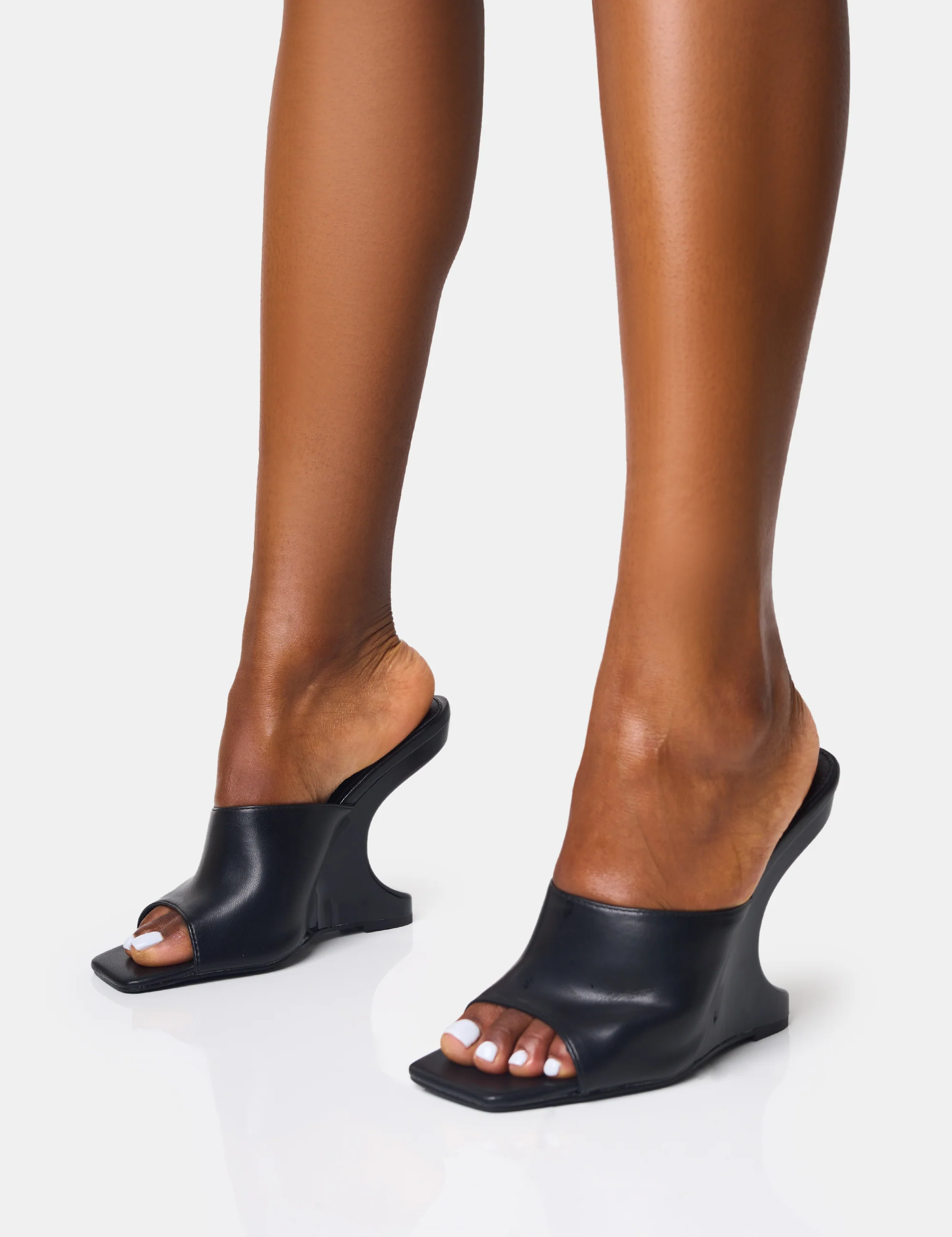 All in Black Structured Wedge Heels - Image 3