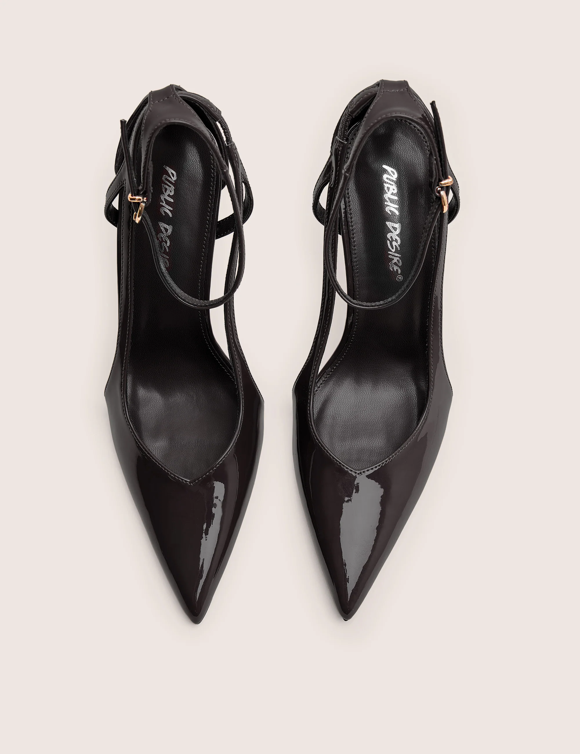 Allegedly Black Patent Cut Out Detail Ankle Strap Court Shoes - Image 2