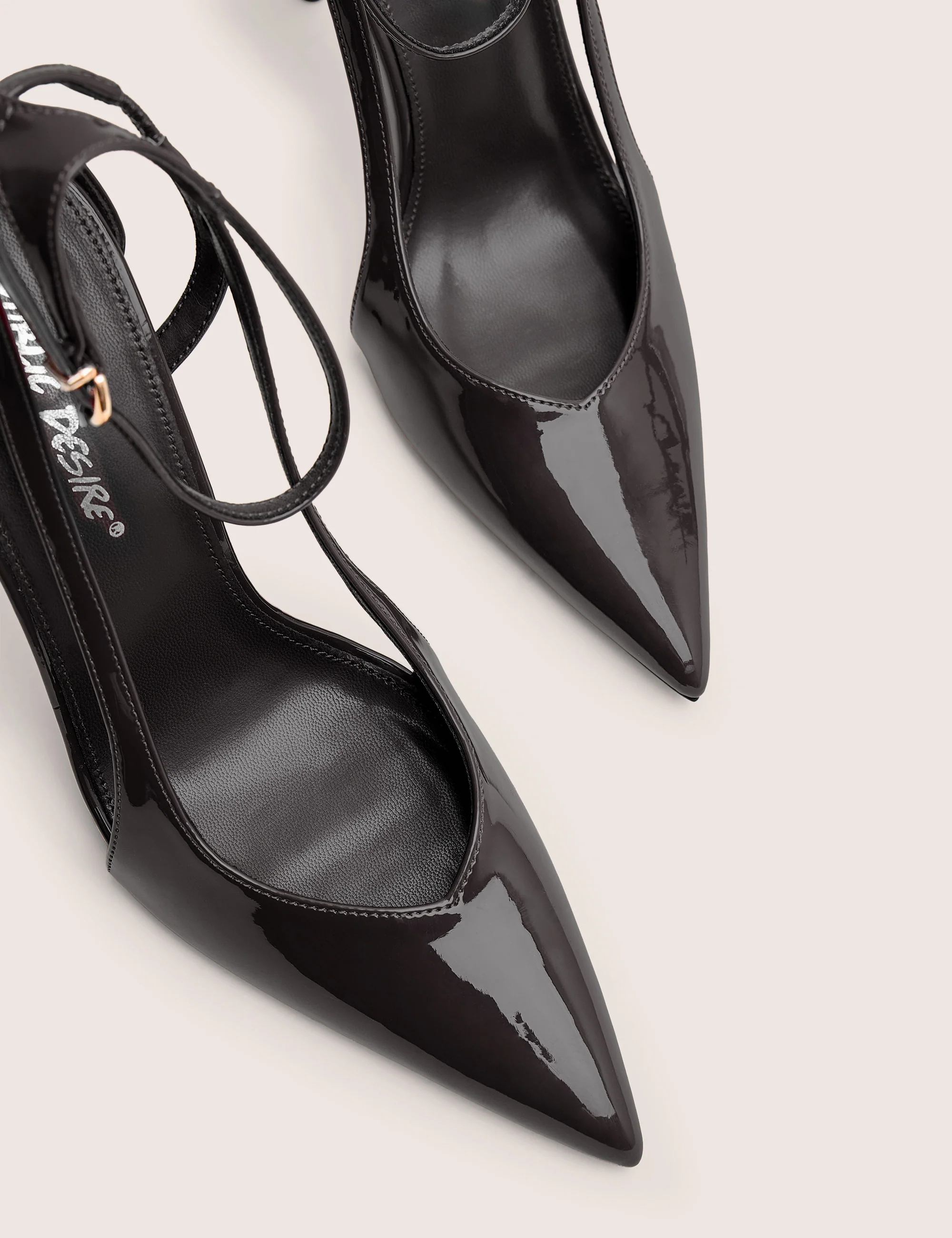Allegedly Black Patent Cut Out Detail Ankle Strap Court Shoes - Image 4