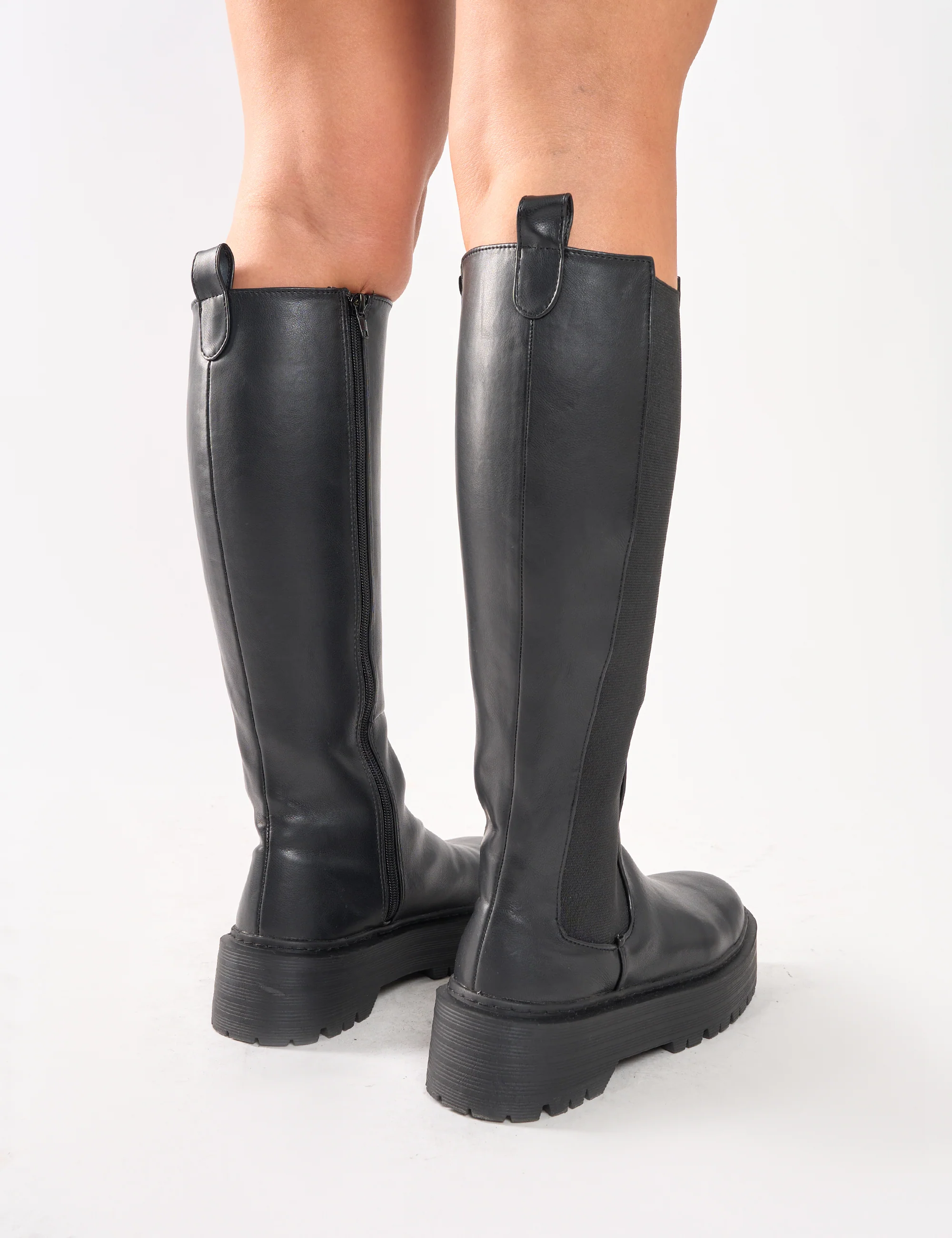 Andi Black Knee high Chunky Sole Boots - Image 6