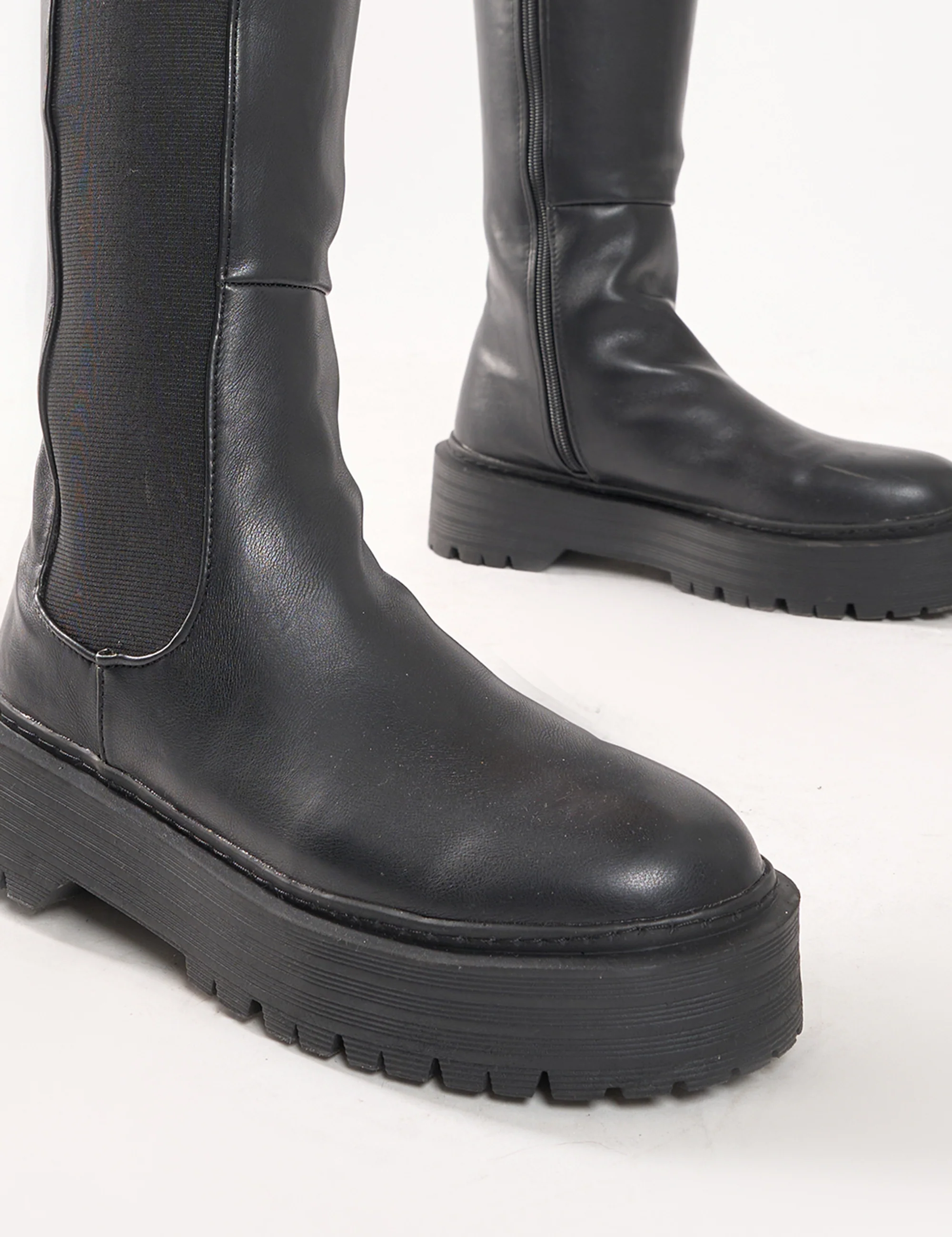 Andi Black Knee high Chunky Sole Boots - Image 7