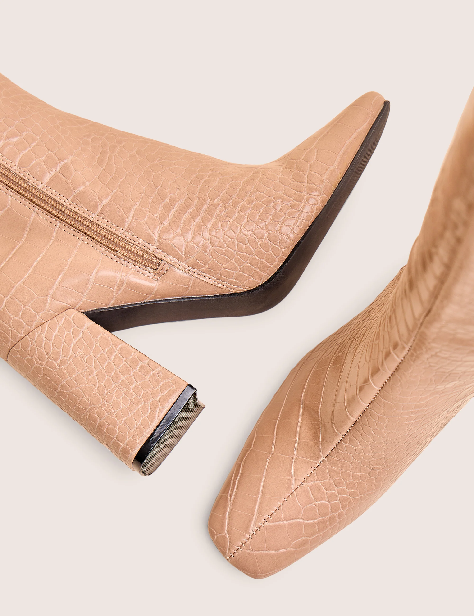 Apology Nude Patent Croc Knee High Block Heel Boots - Image 5