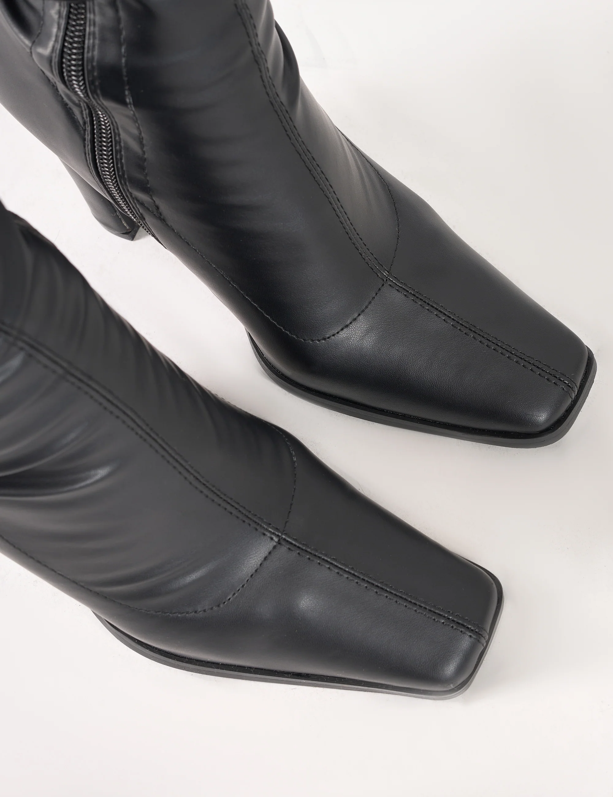 Acquaria Black Pu Over the Knee Flared Heel Boots - Image 9
