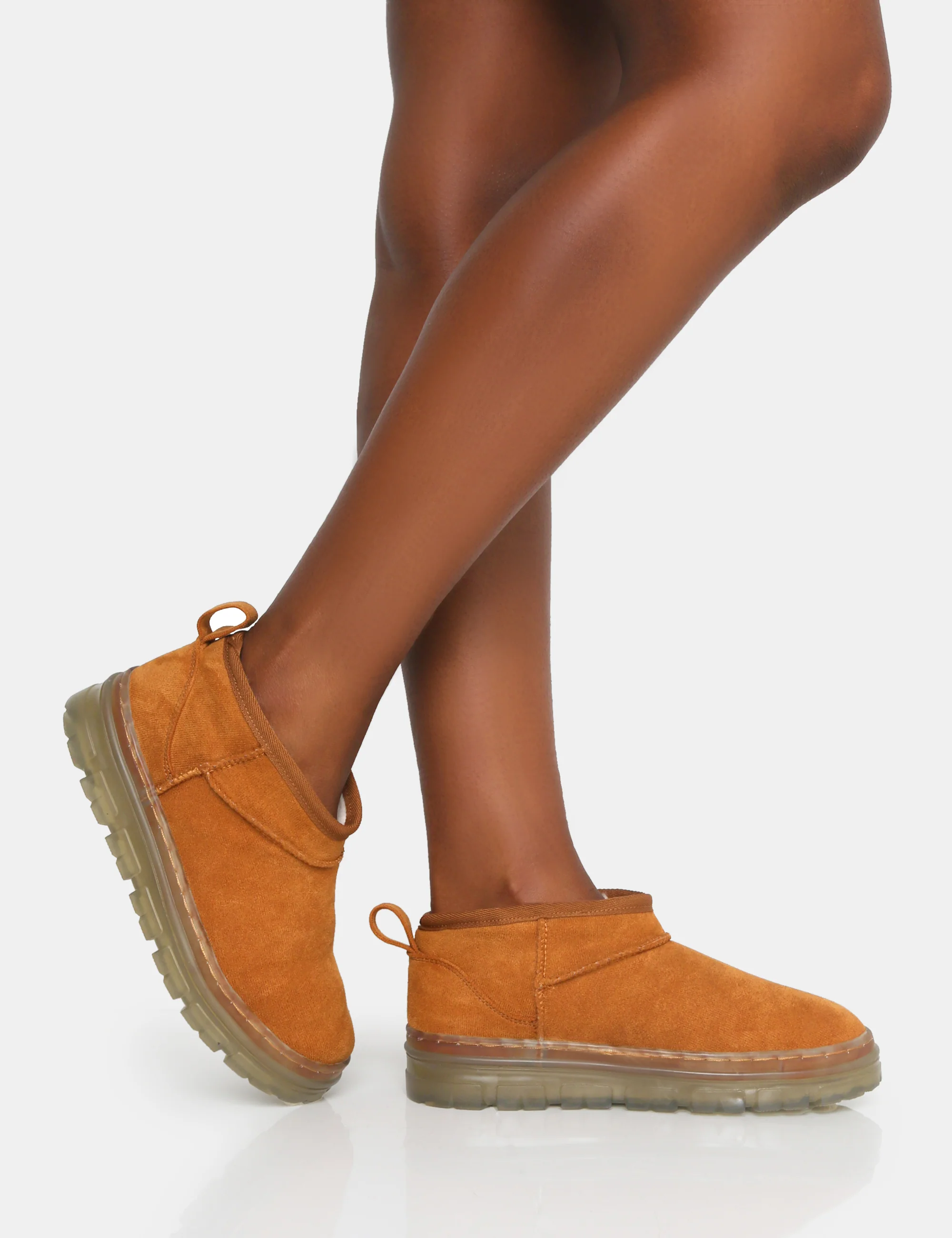 Bambi Tan Faux Suede Ultra Mini Ankle Boots - Image 4