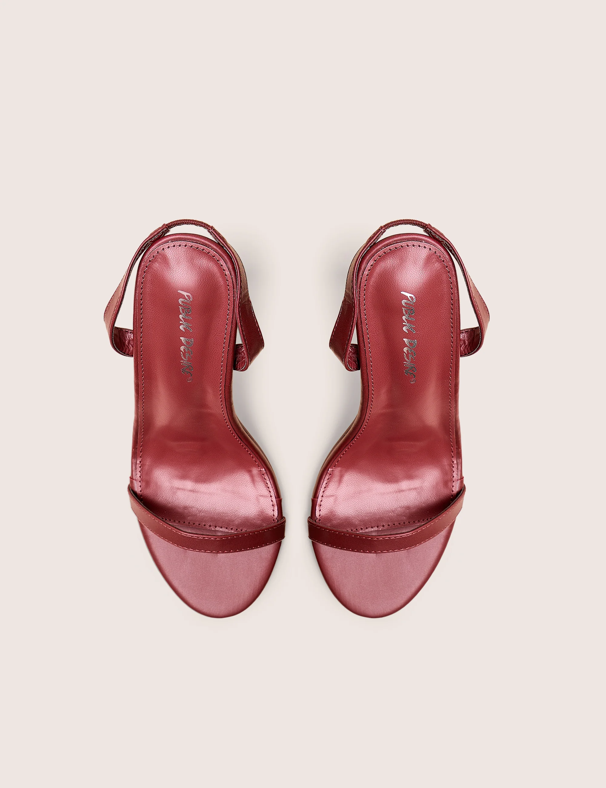 Barely Wide Fit Burgundy Pu Round Toe Slingback Stiletto Heels - Image 2