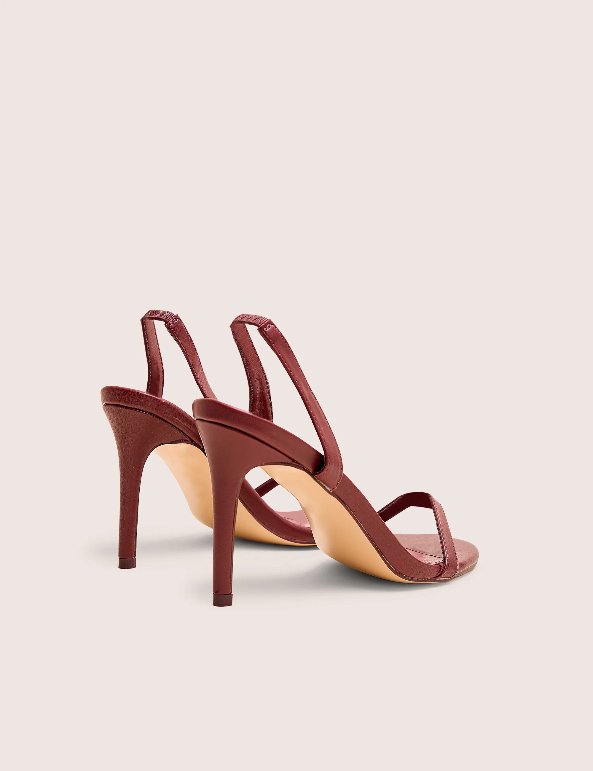 Barely Wide Fit Burgundy Pu Round Toe Slingback Stiletto Heels - Image 3