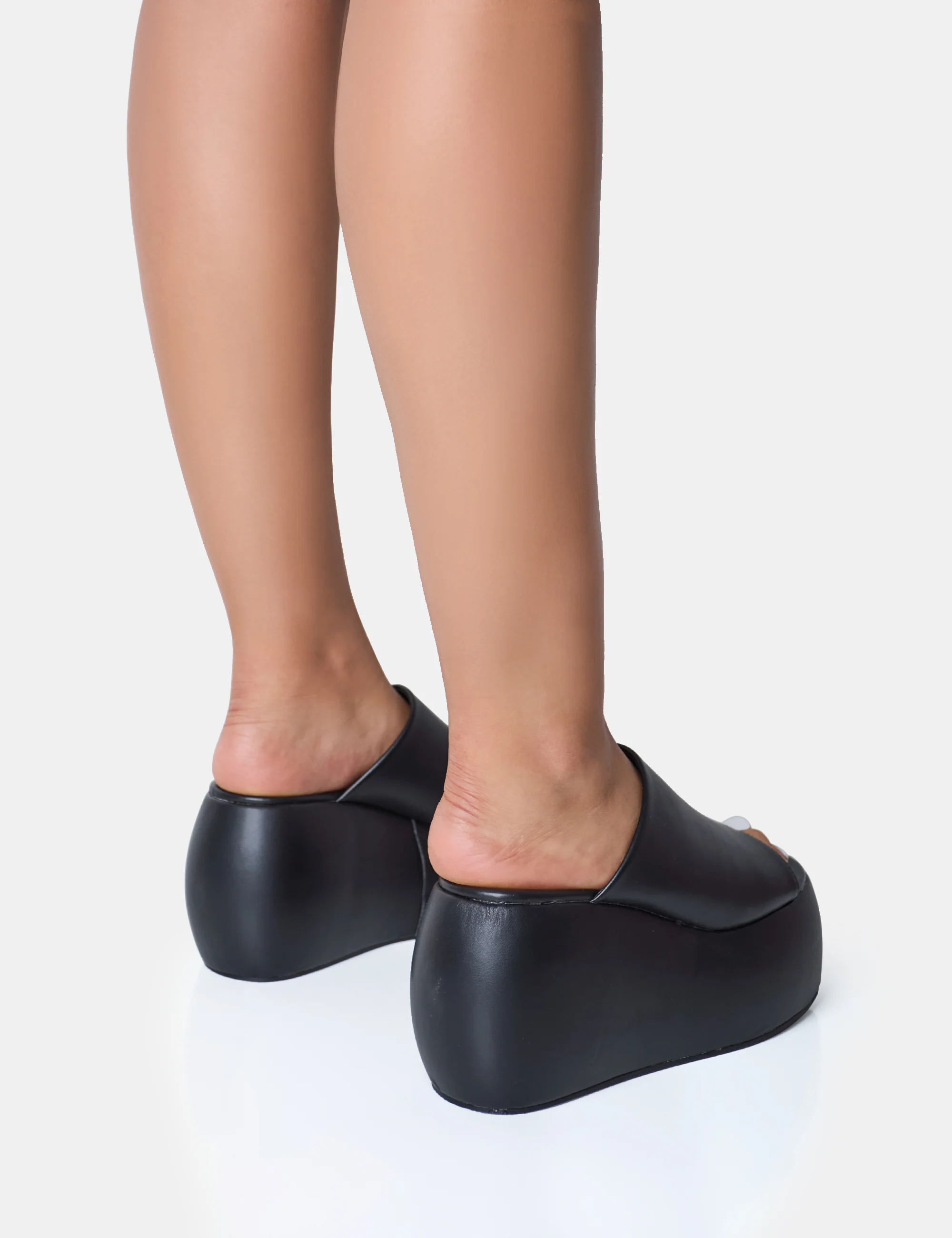 Blue Moon Black Chunky Platform Wedge Sandals - Image 3