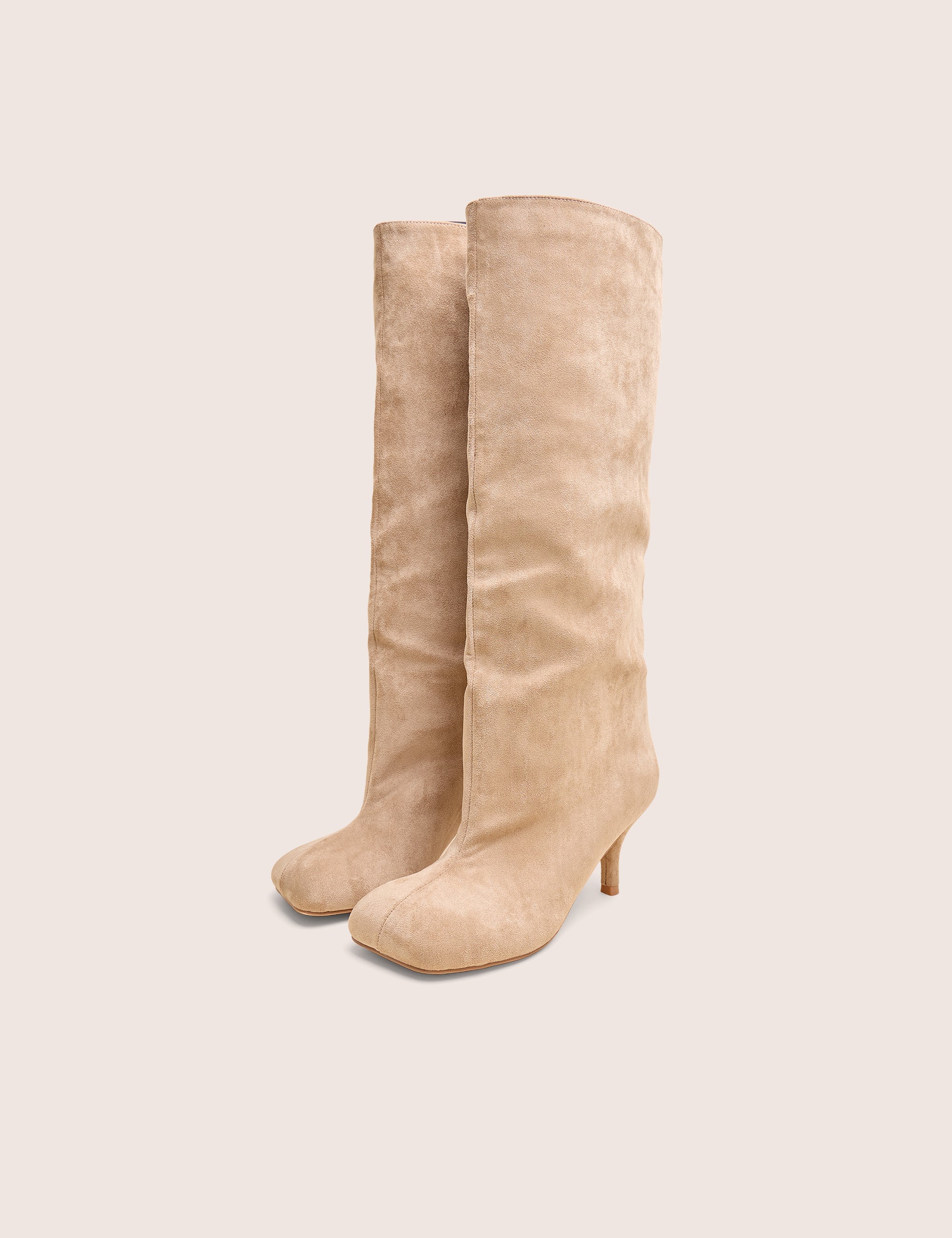 Bordeaux Beige Suedette Slouchy Boots - Image 2