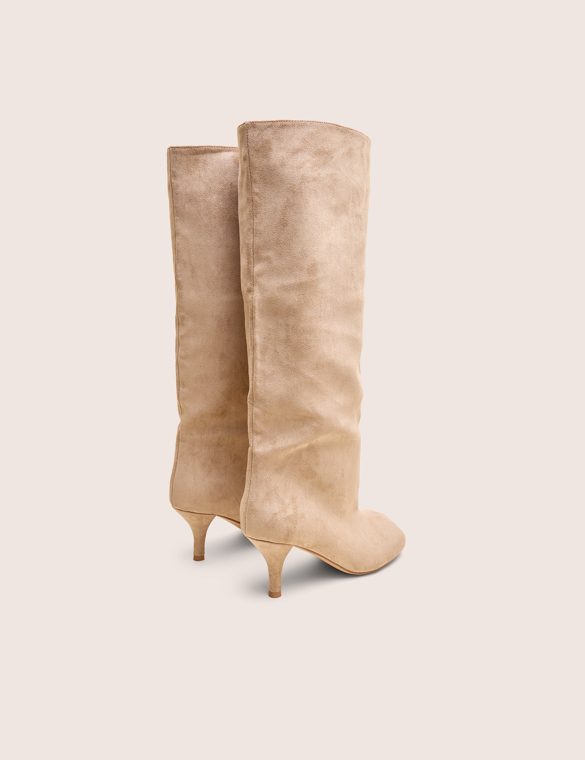 Bordeaux Beige Suedette Slouchy Boots - Image 3
