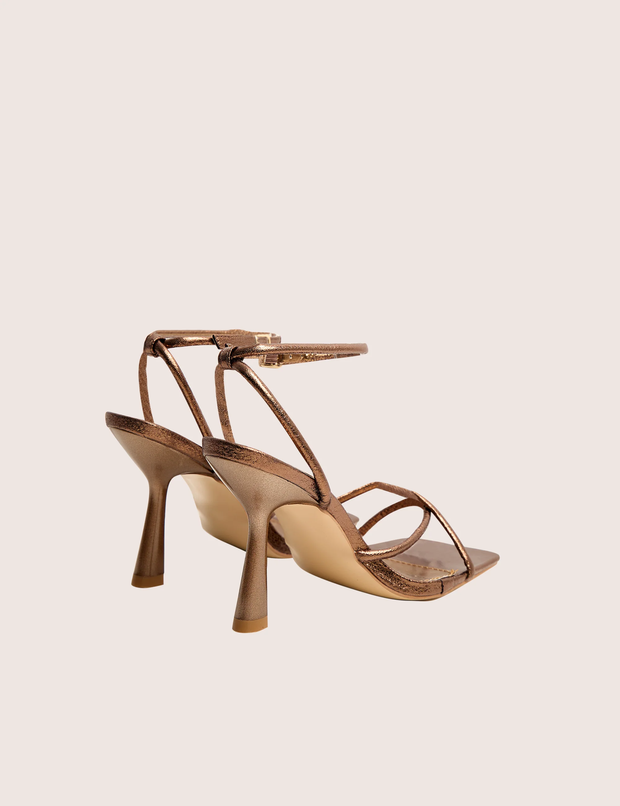 Bree Bronze PU Barely There Square Toe Mid Stiletto Heels - Image 3