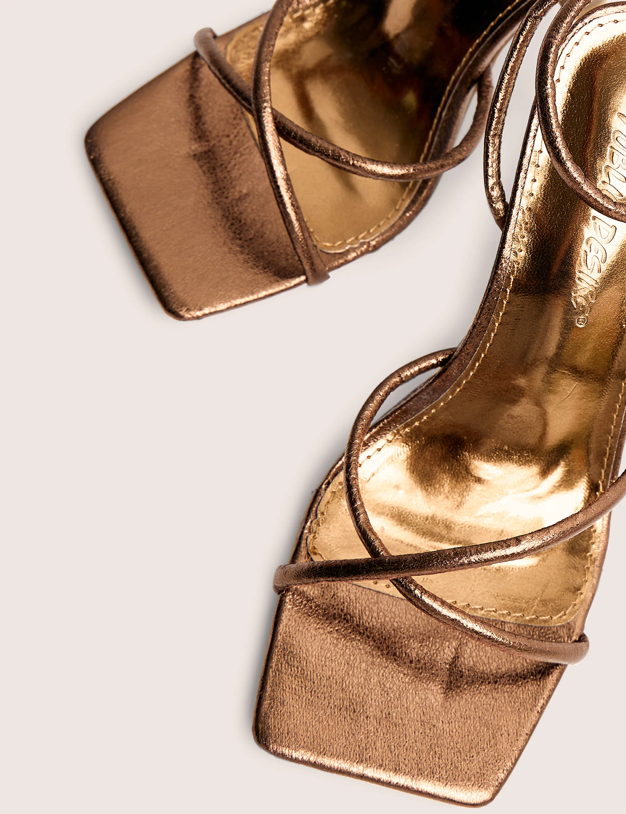 Bree Bronze PU Barely There Square Toe Mid Stiletto Heels - Image 4