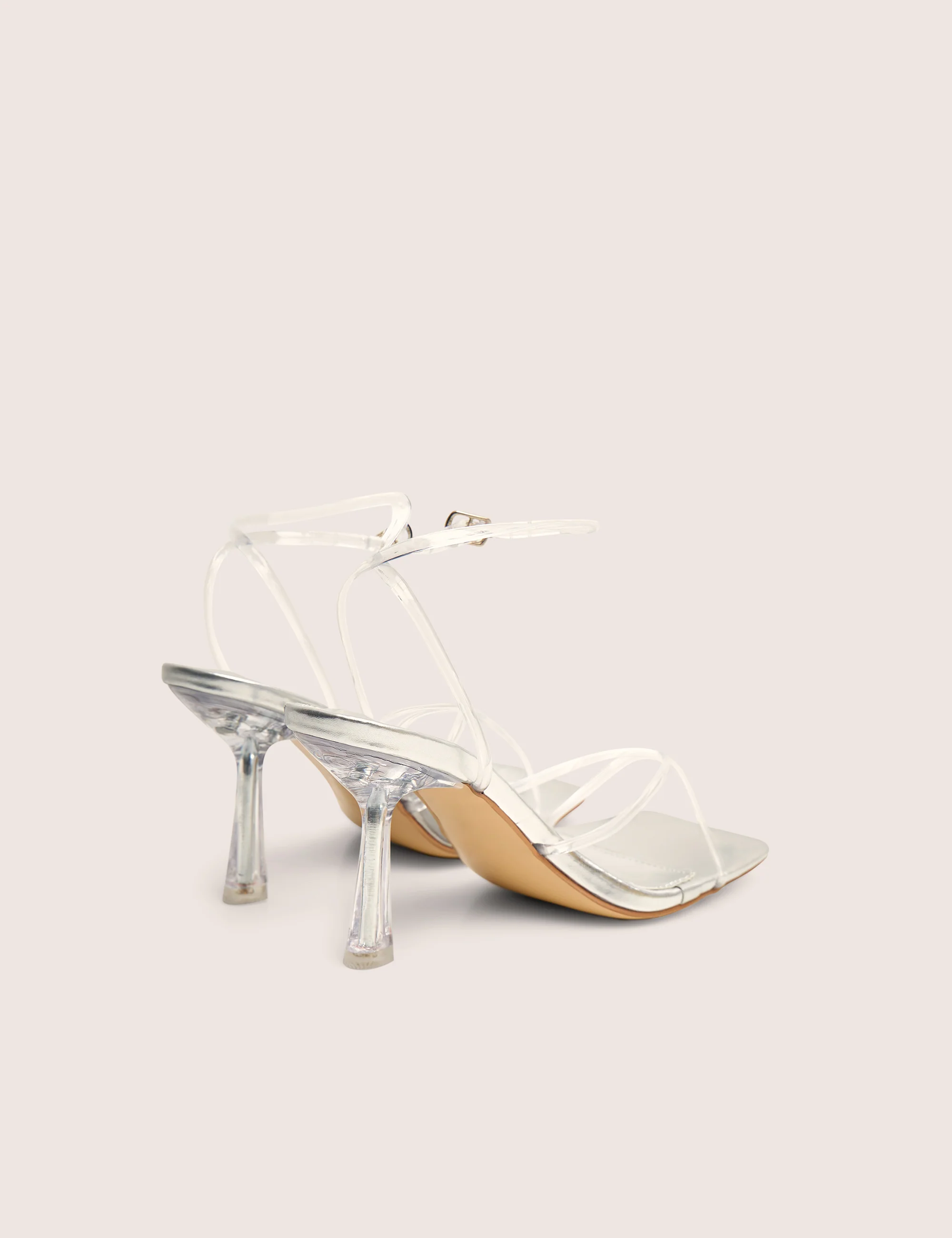 Bree Silver Perspex Barley There Square Toe Mid Stiletto Heels - Image 3