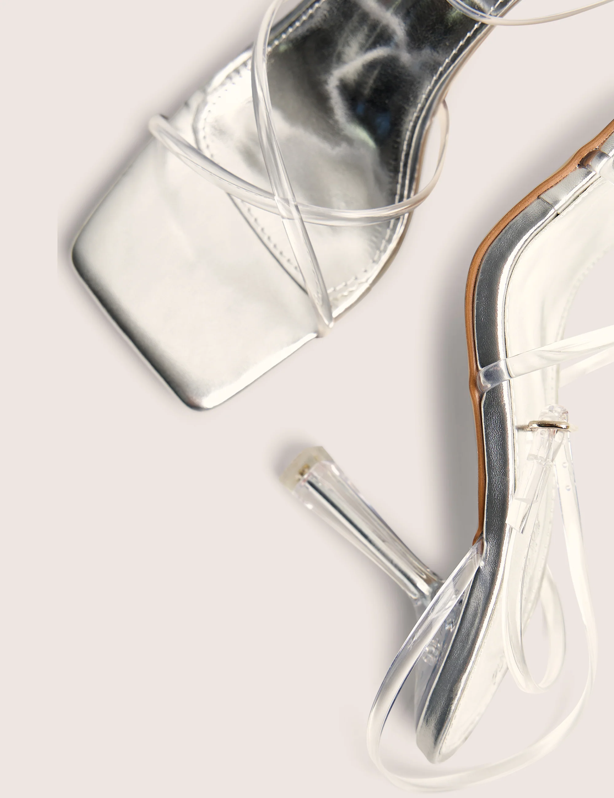 Bree Silver Perspex Barley There Square Toe Mid Stiletto Heels - Image 4