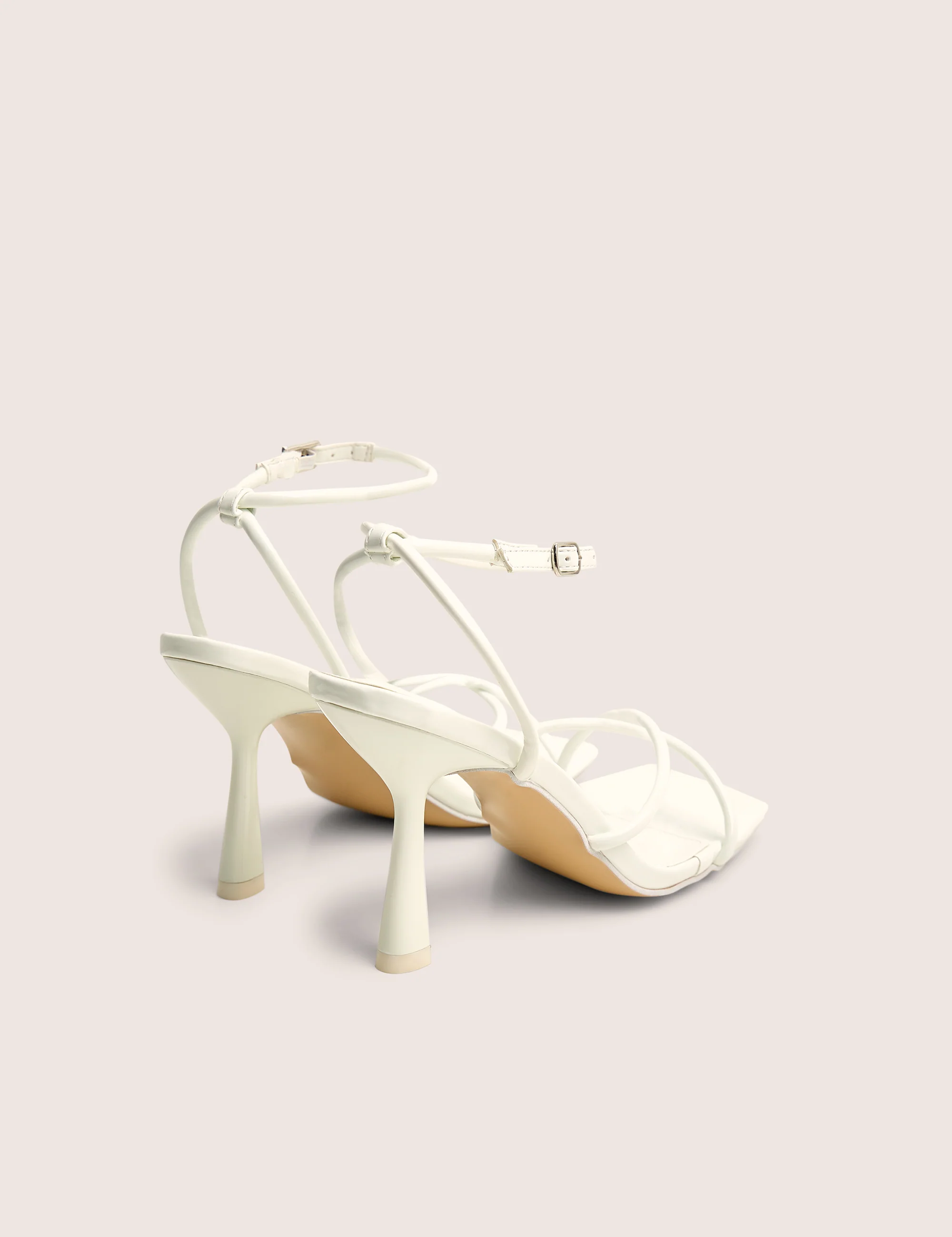 Bree White Patent Barely There Square Toe Mid Stiletto Heels - Image 3