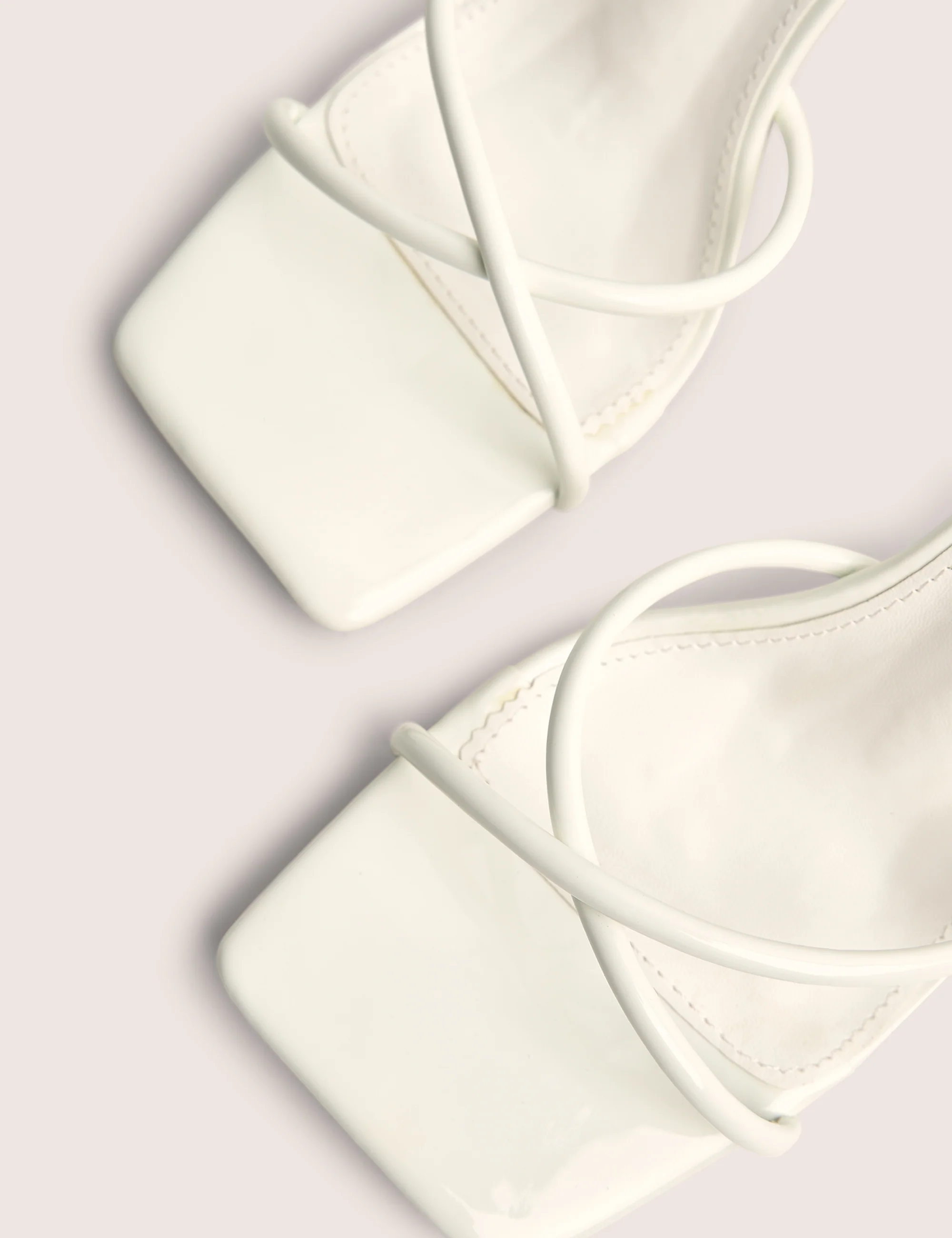 Bree White Patent Barely There Square Toe Mid Stiletto Heels - Image 4