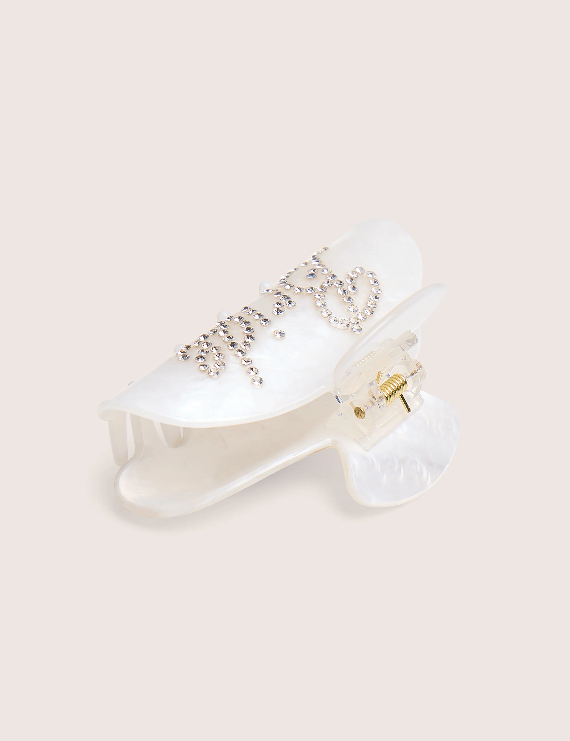 Bride Embellished Hair Claw Clip Pearl White - Image 3