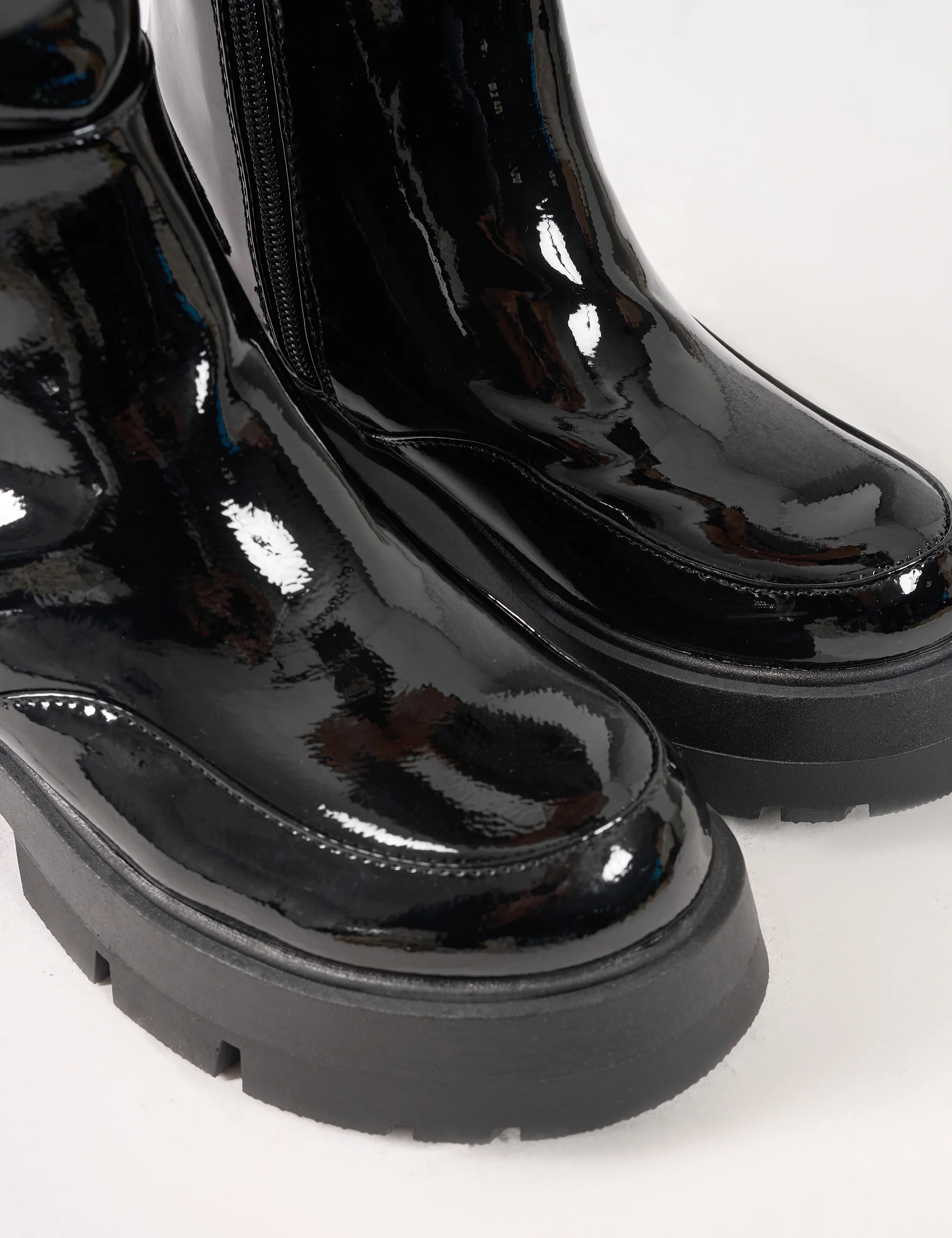 Bryant Black Patent Chunky Sole Elasticated Knee High Boots - Image 8