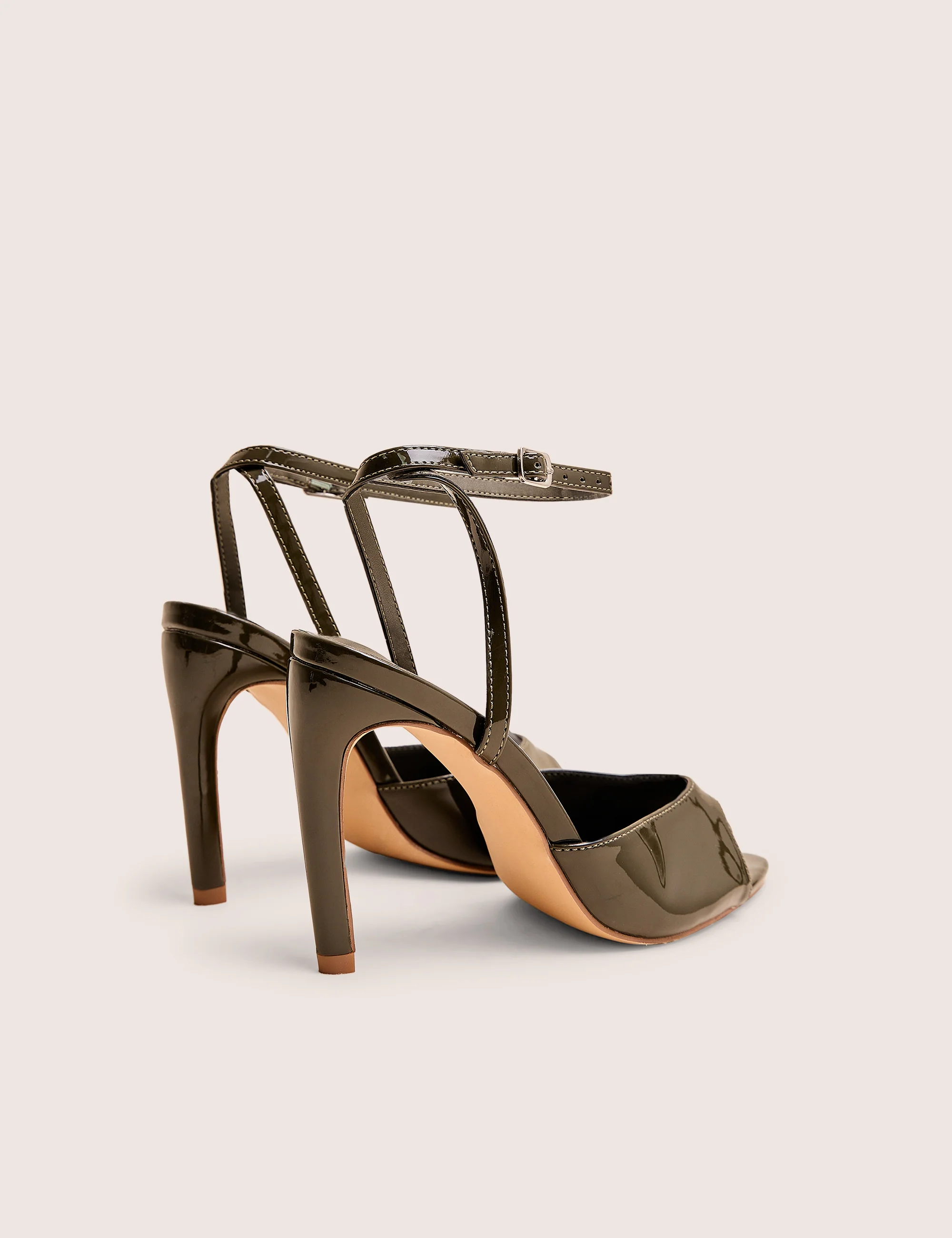 Caught on Olive Peep Toe Curved High Heel - Image 5