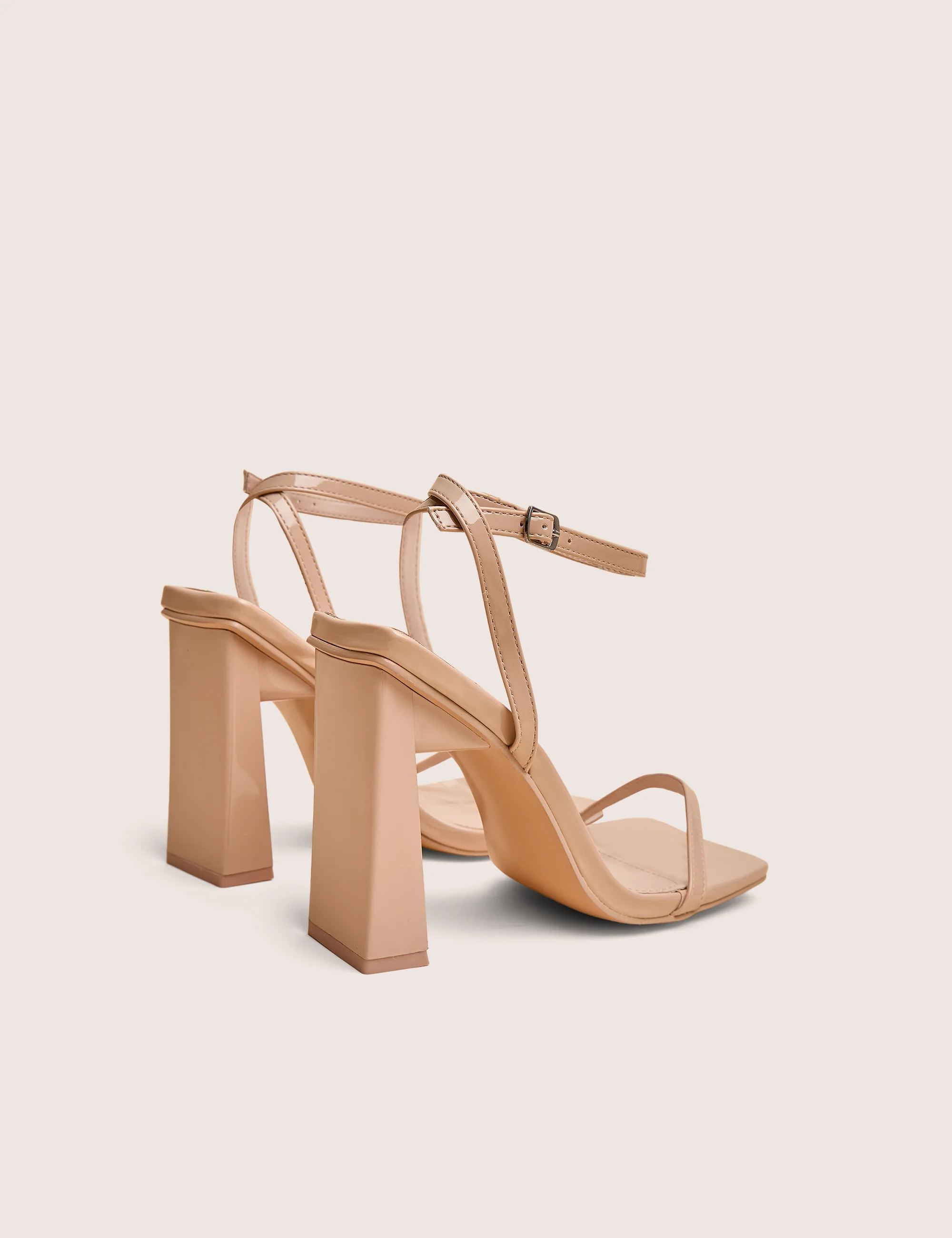 Charlotte Wide Fit Nude Patent Square Toe Heels - Image 3