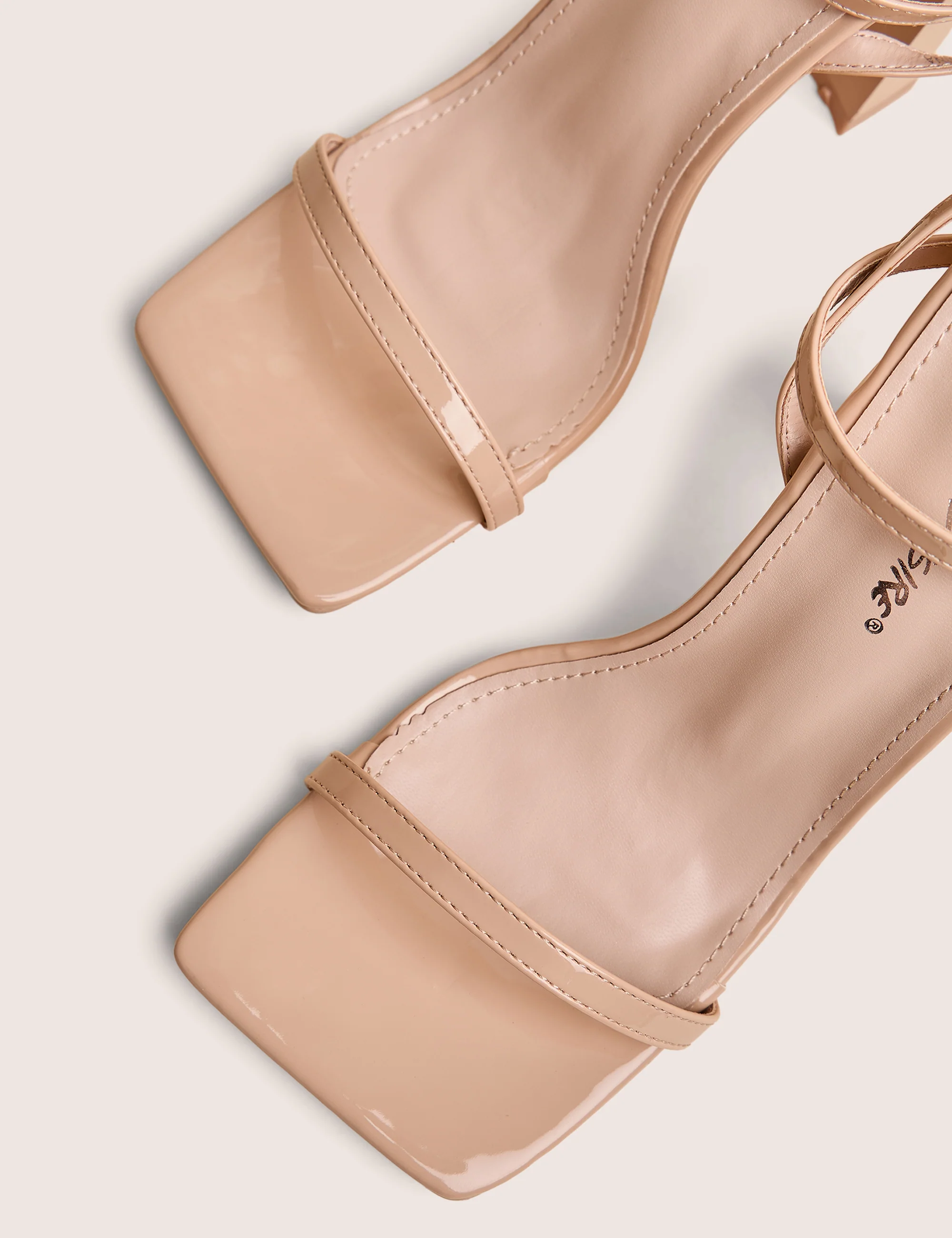 Charlotte Wide Fit Nude Patent Square Toe Heels - Image 4