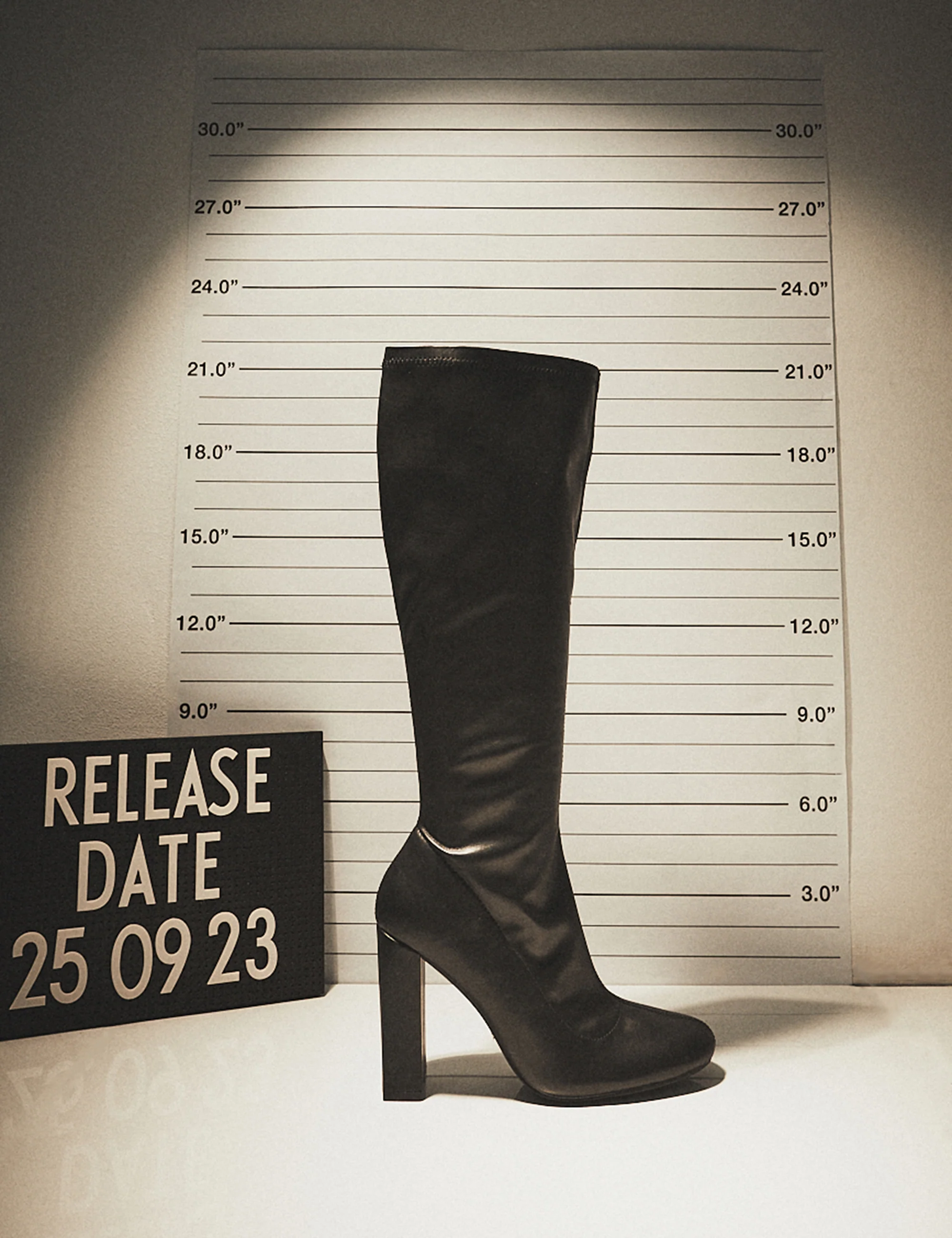 Christina Black Pu Pointed Toe Block Heel Knee High Boots - Image 5