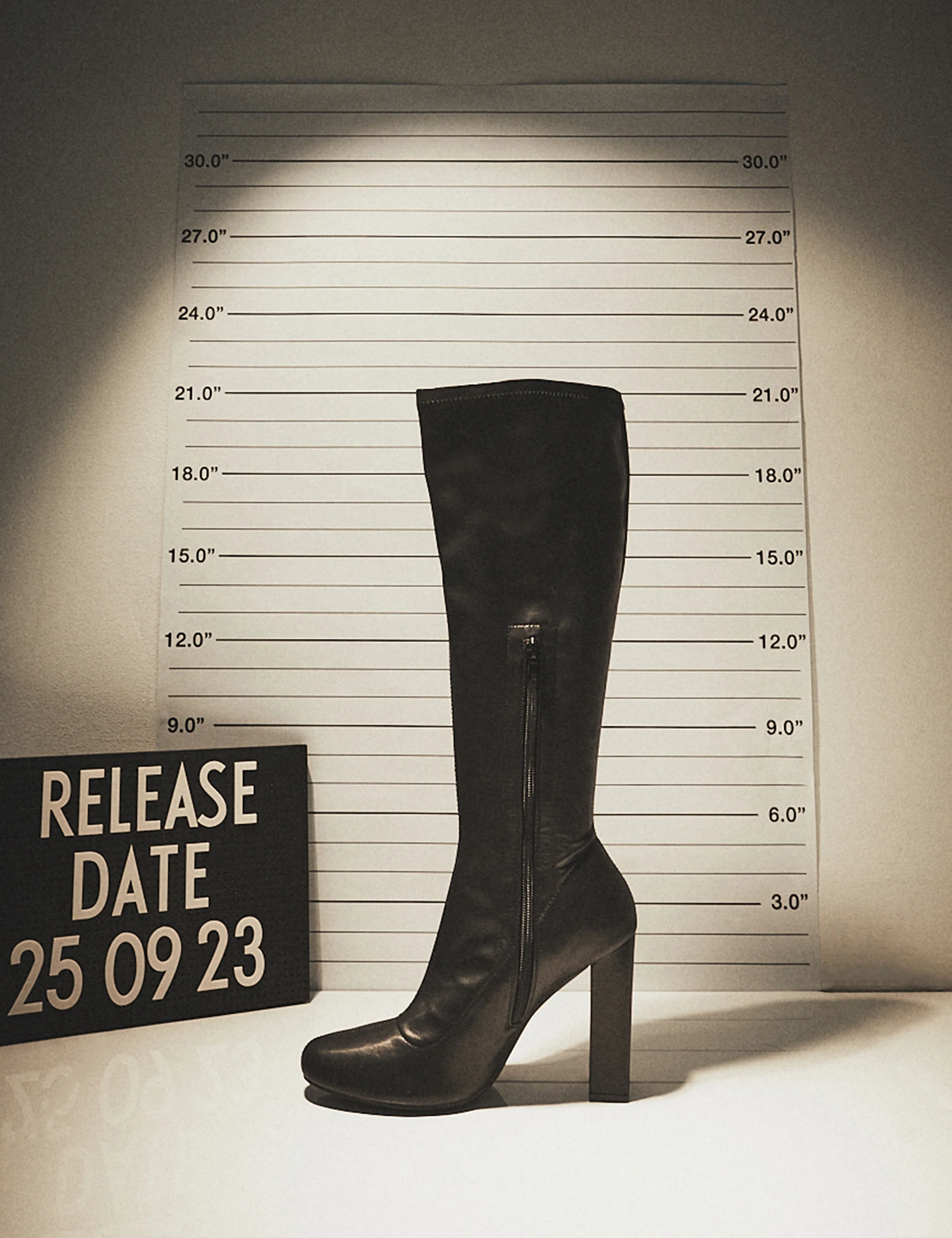 Christina Black Pu Pointed Toe Block Heel Knee High Boots - Image 7