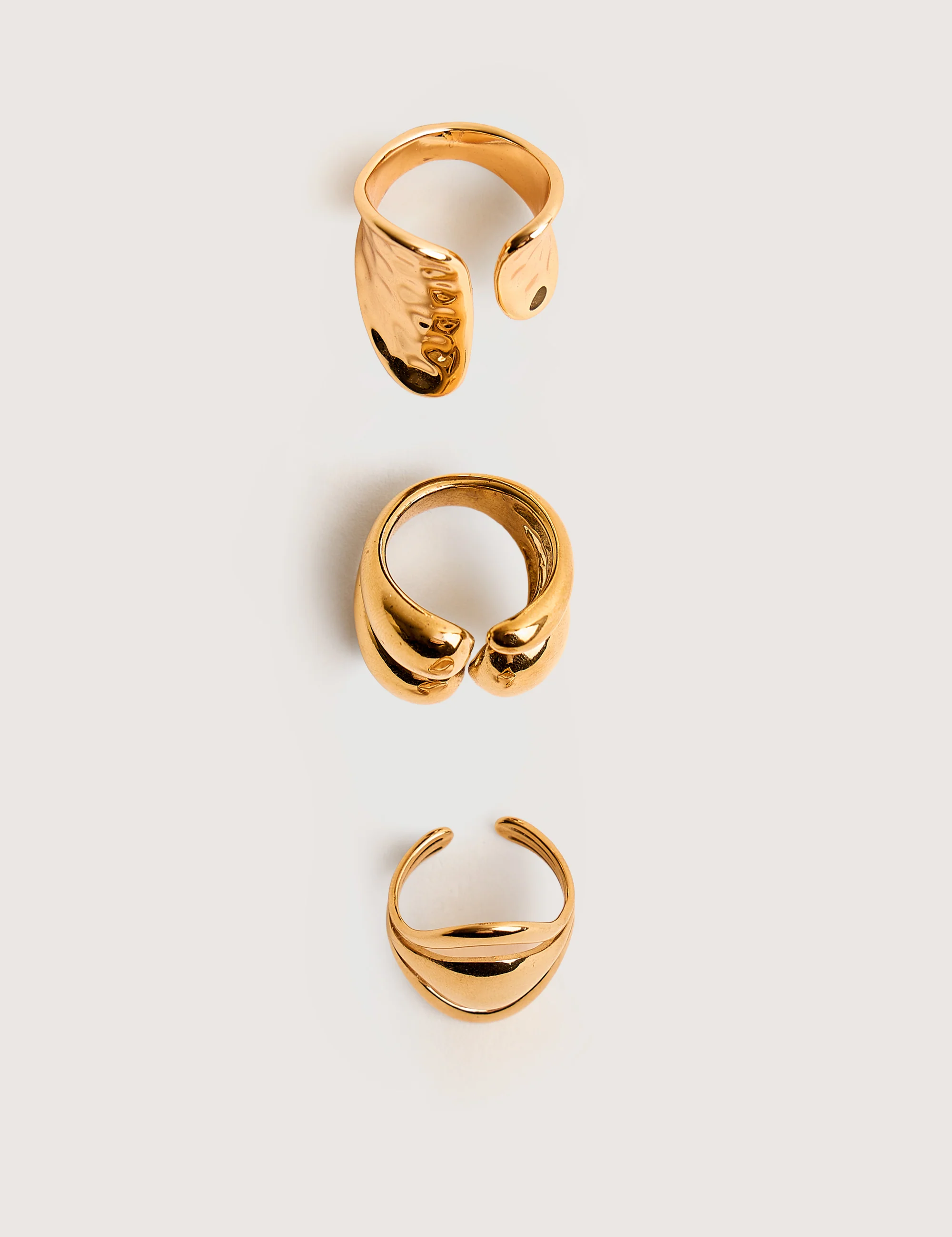Chunky Abstract 3 Pack Classic Ring Stack Gold - Image 2