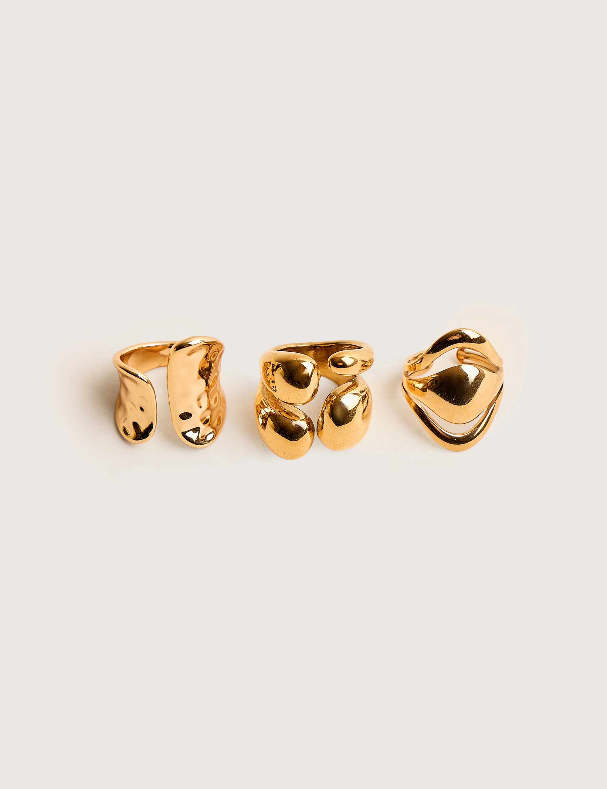 Chunky Abstract 3 Pack Classic Ring Stack Gold - Image 3