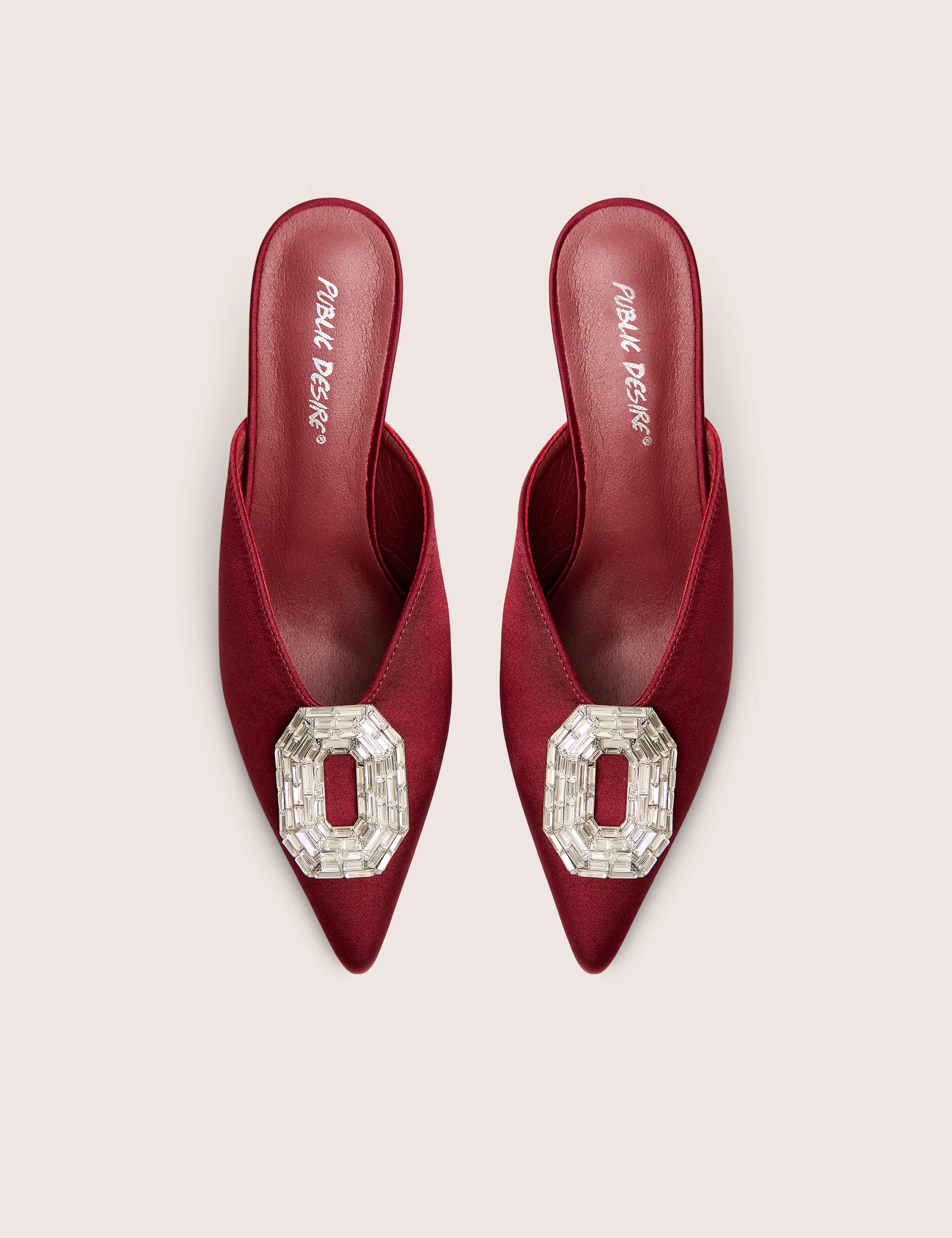 Classique Burgundy Broach Embellishment Mid Heels Mule - Image 5