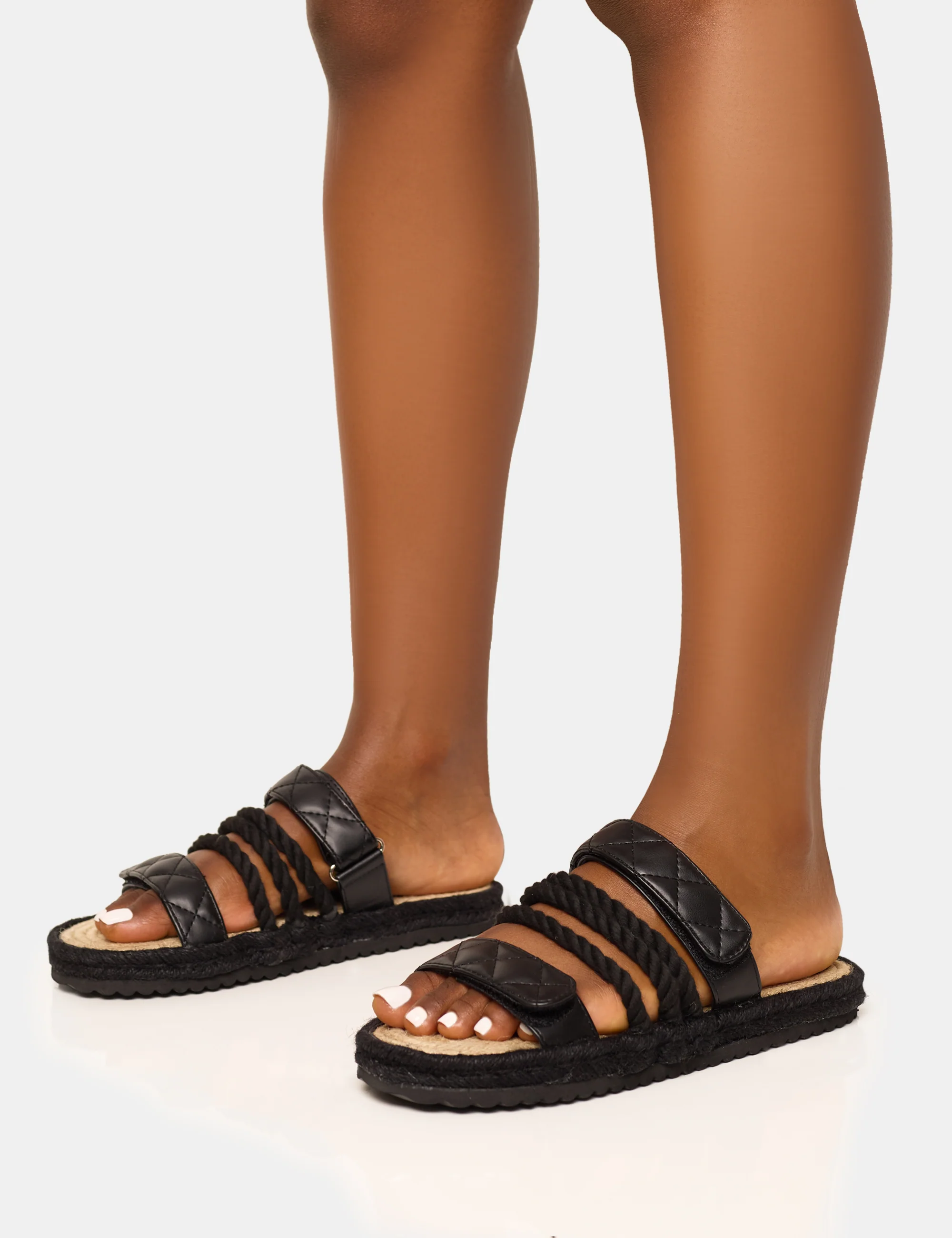 Coral Black Rope Detail Flat Sandal - Image 3
