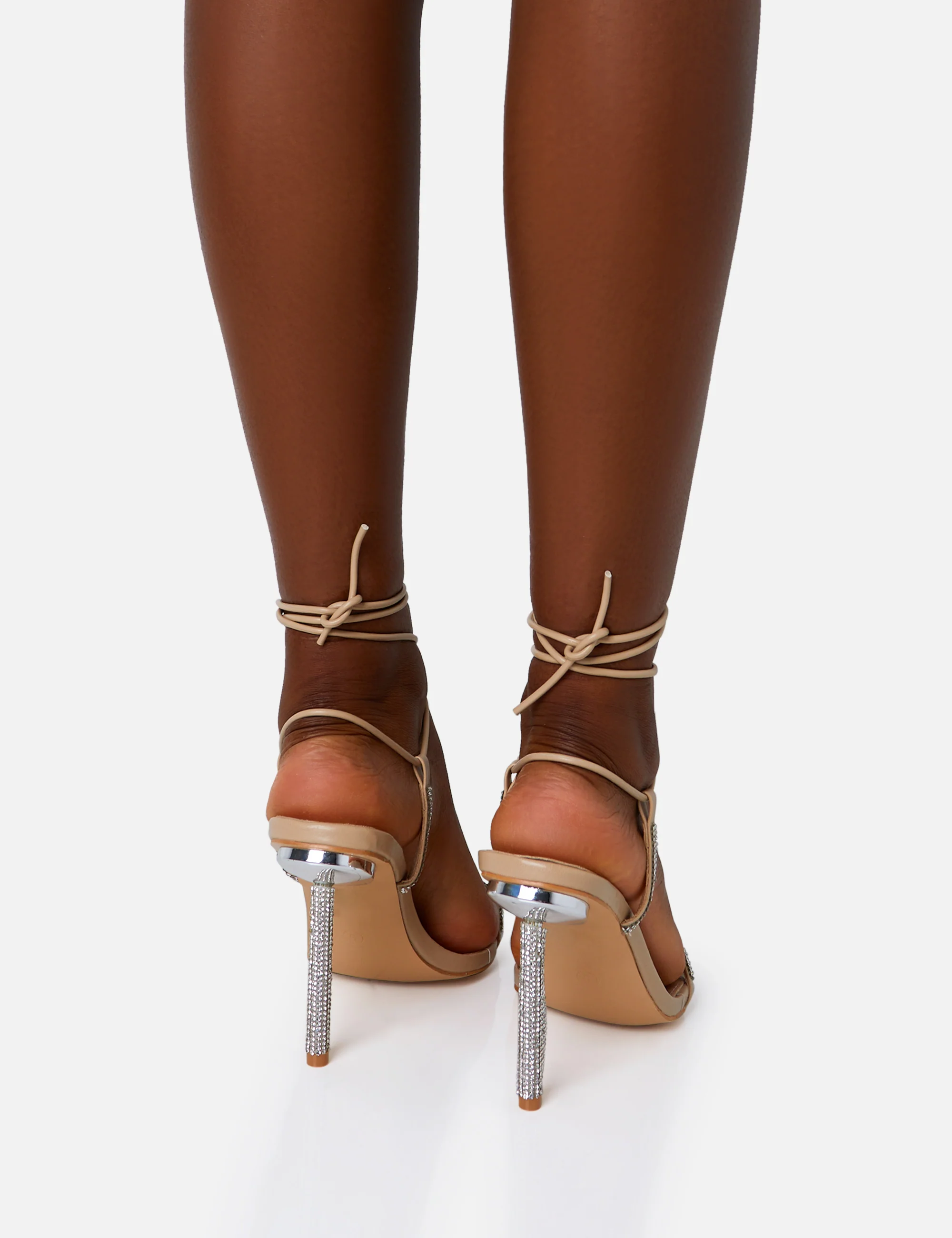 Dream Nude Pu Strappy Diamante Heel Detail Pointed Toe Stilettos - Image 5