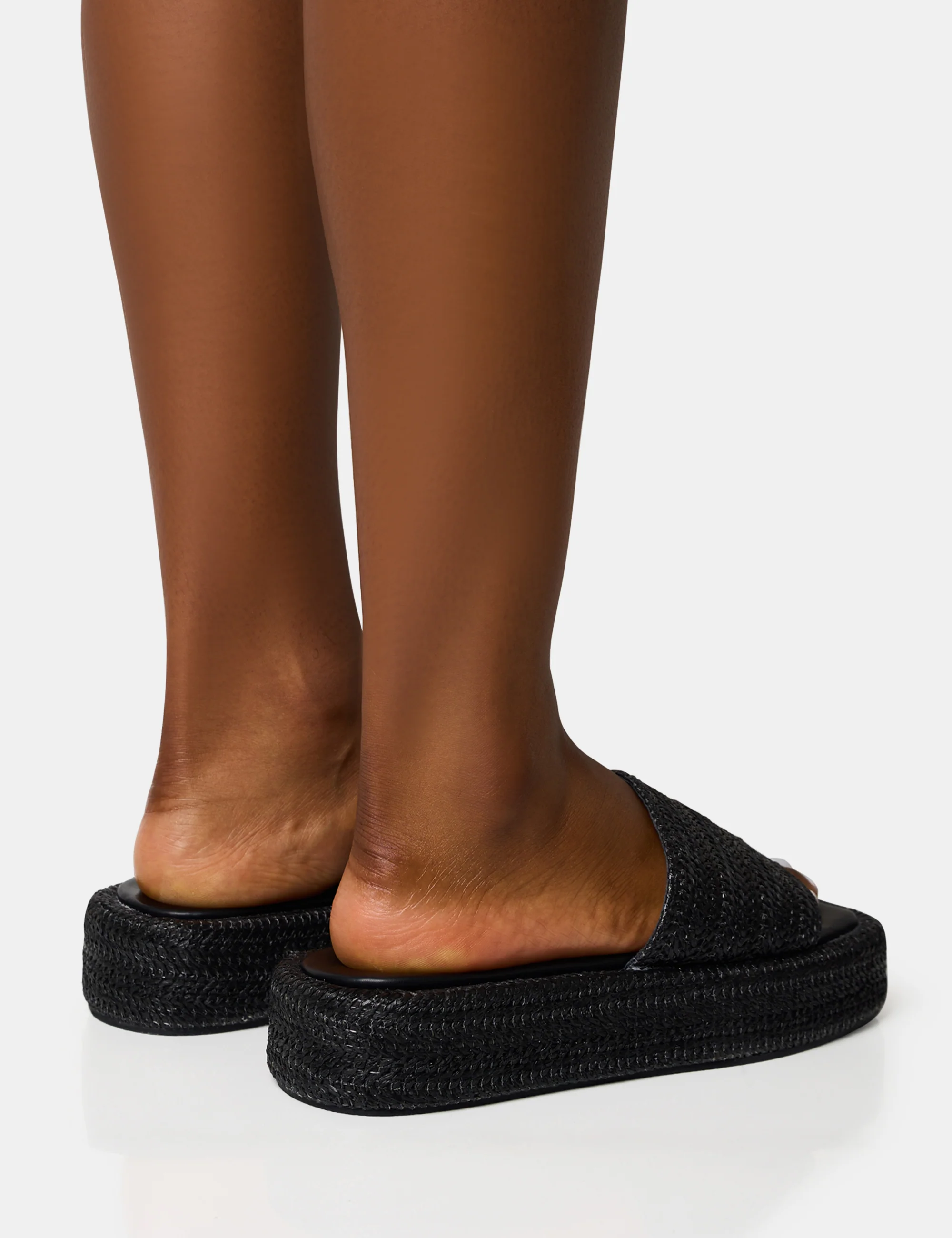 Eclipse Black Raffia Platform Sandals - Image 4