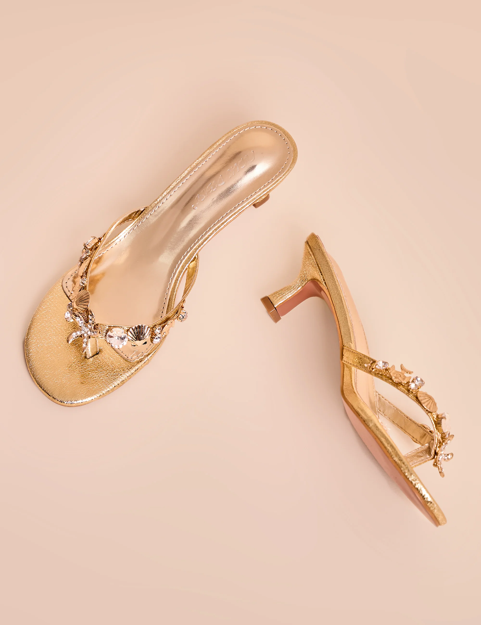 Eldwen Gold Mirror Pu Under the Sea Trim Mule Mid Heels - Image 4