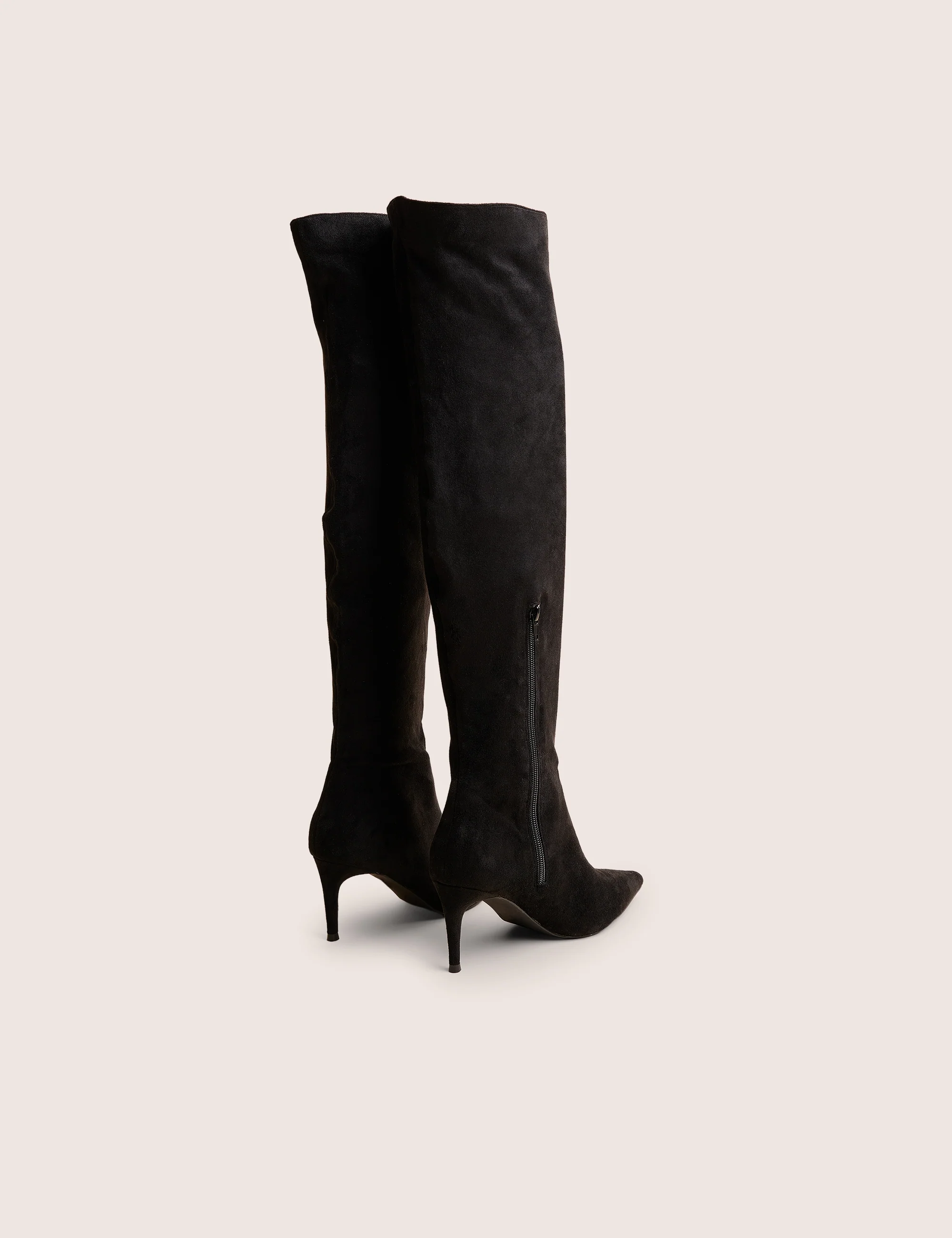 Ellen Black Suedette Pointed Toe Over the Knee Boots - Image 3