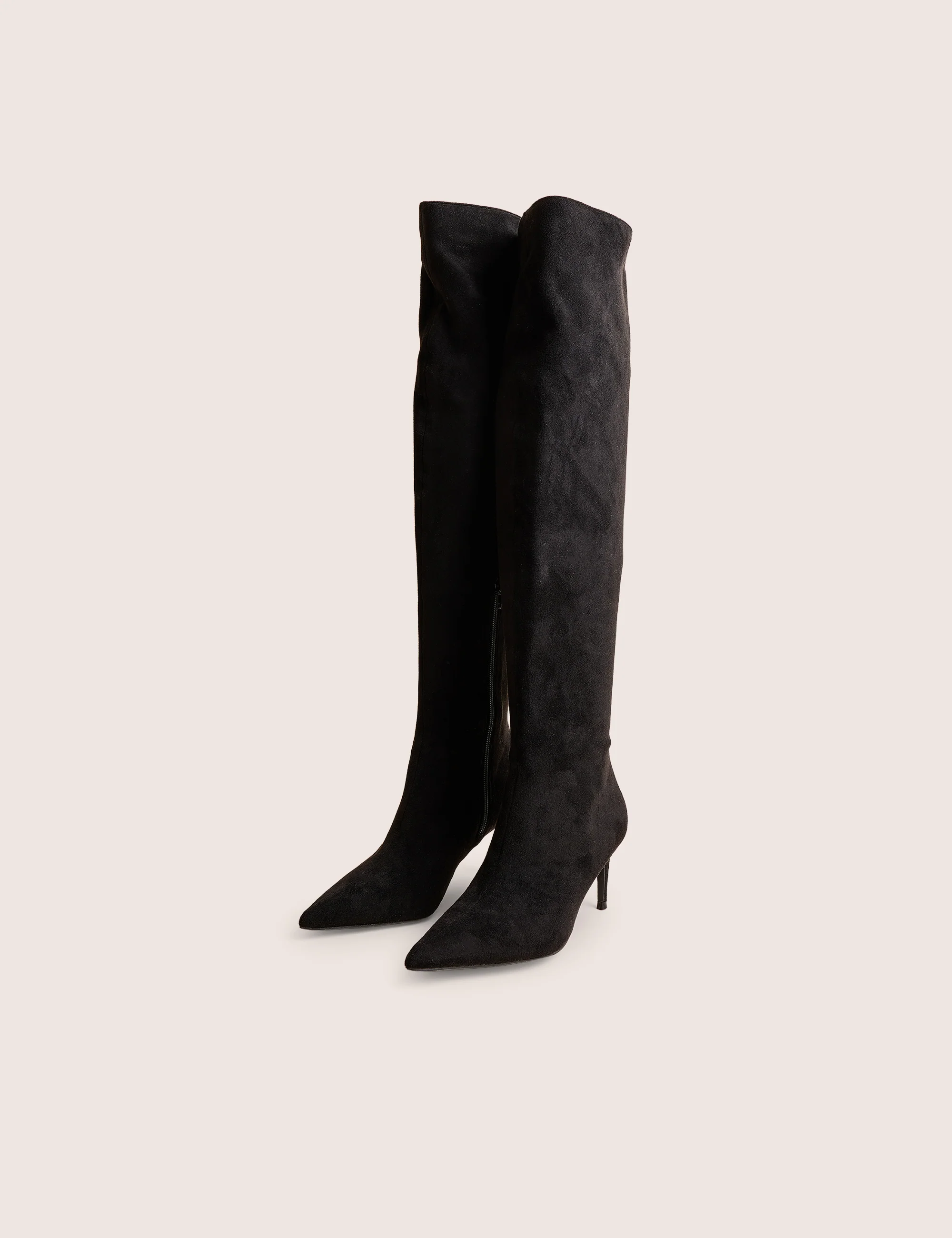 Ellen Black Suedette Pointed Toe Over the Knee Boots - Image 4