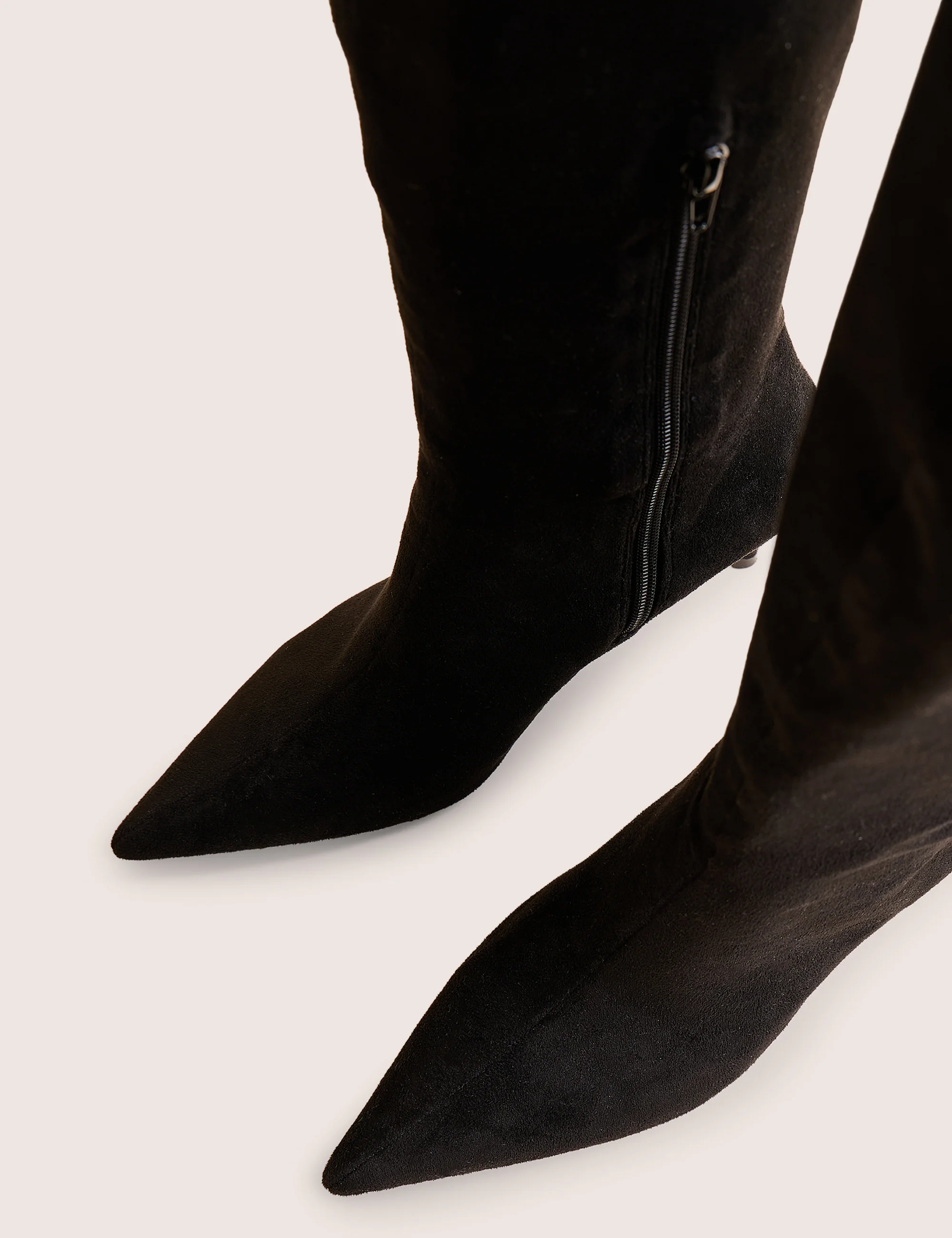 Ellen Black Suedette Pointed Toe Over the Knee Boots - Image 5