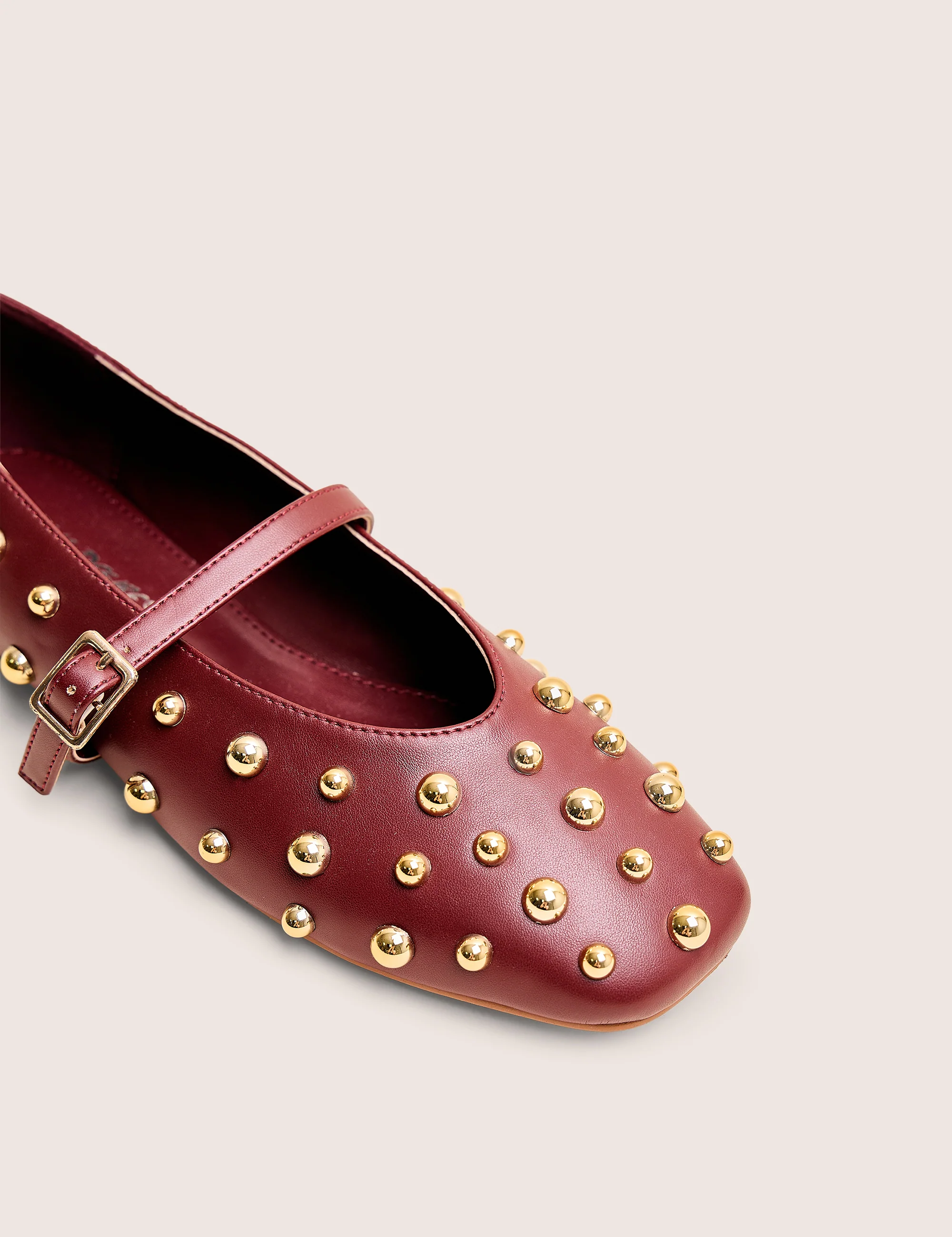 Elsie Burgundy Studded Ballerina Flats - Image 3