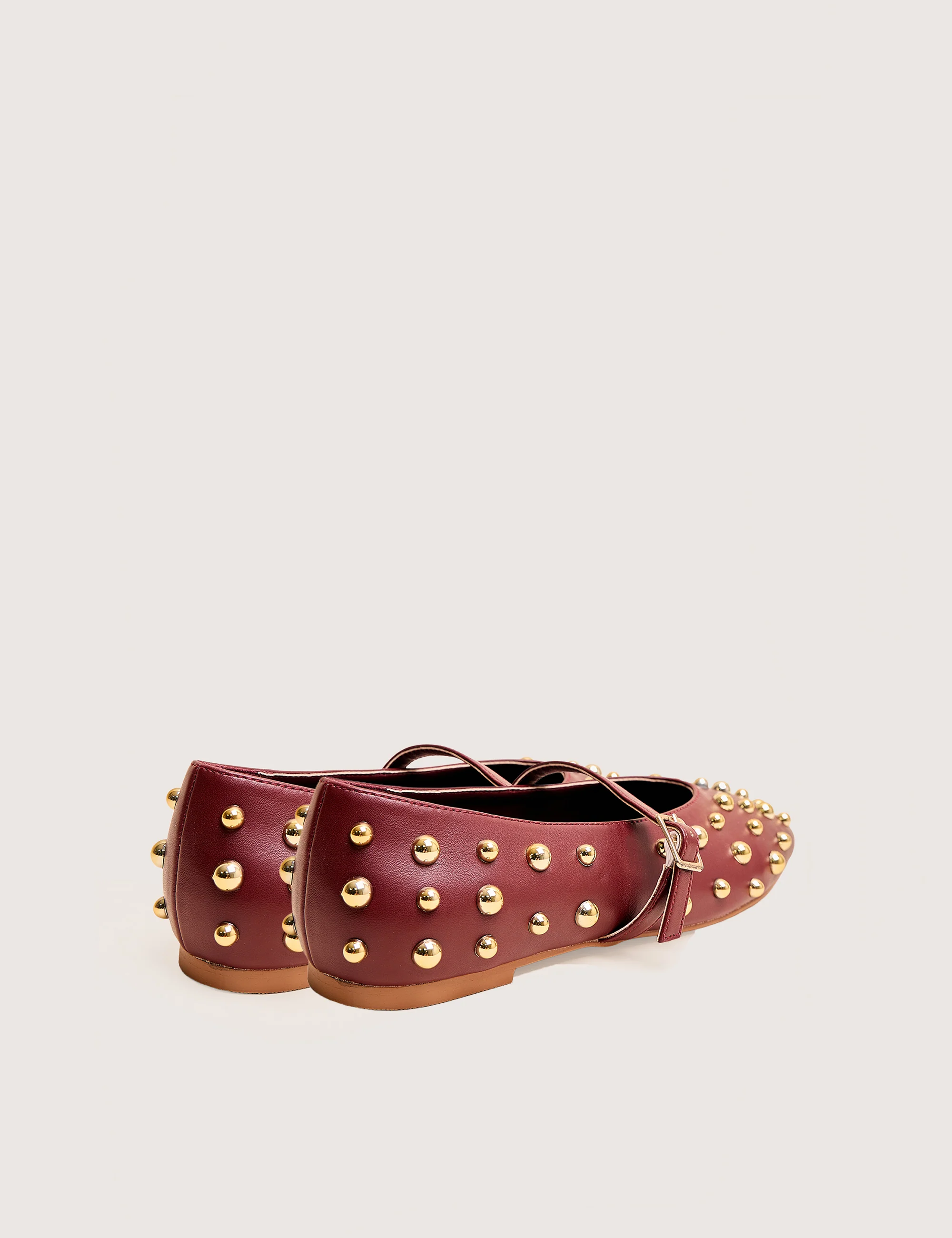 Elsie Burgundy Studded Ballerina Flats - Image 4