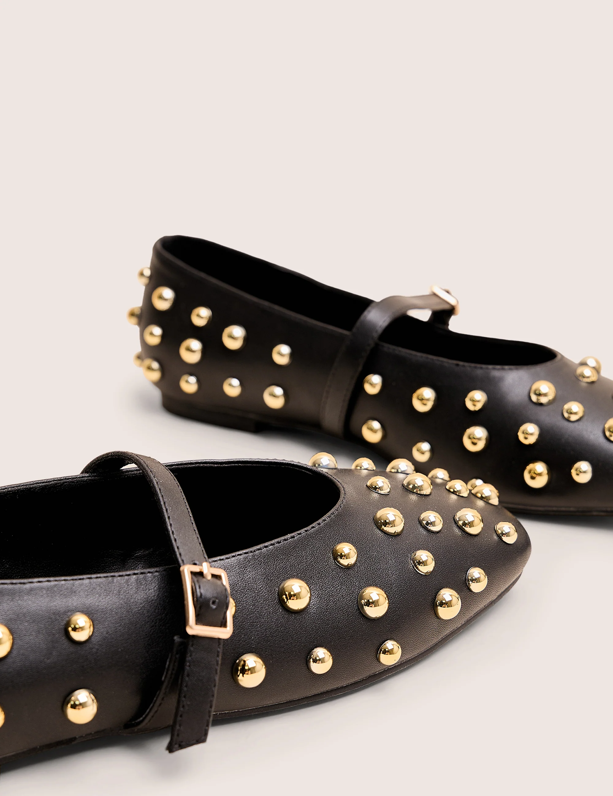 Elsie Black Studded Ballerina Flats - Image 5