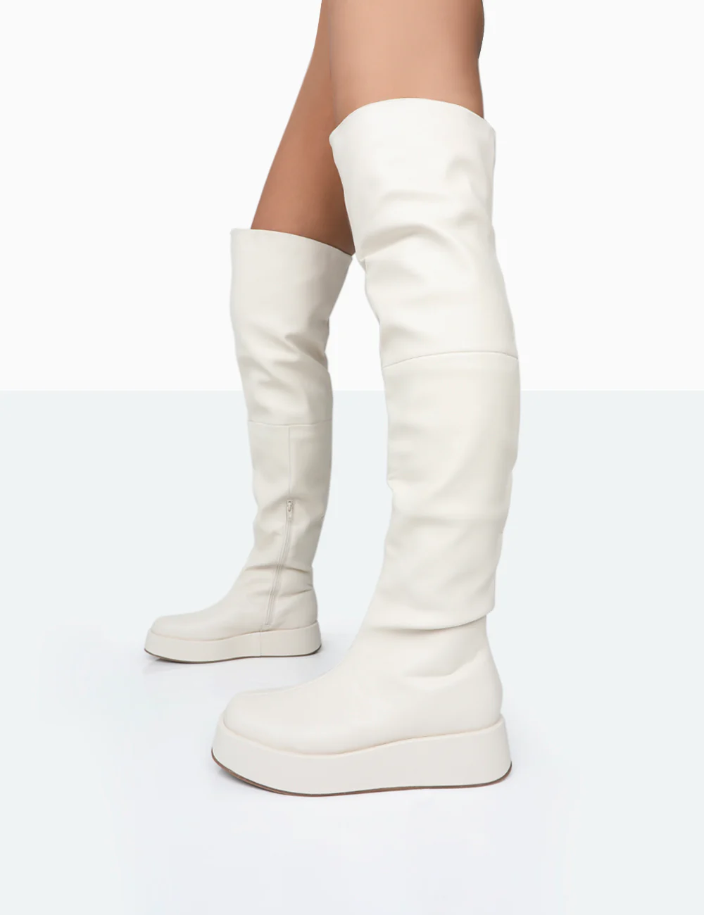 Erica Bone Pu Chunky Platform Sole Over The Knee Boots - Image 3
