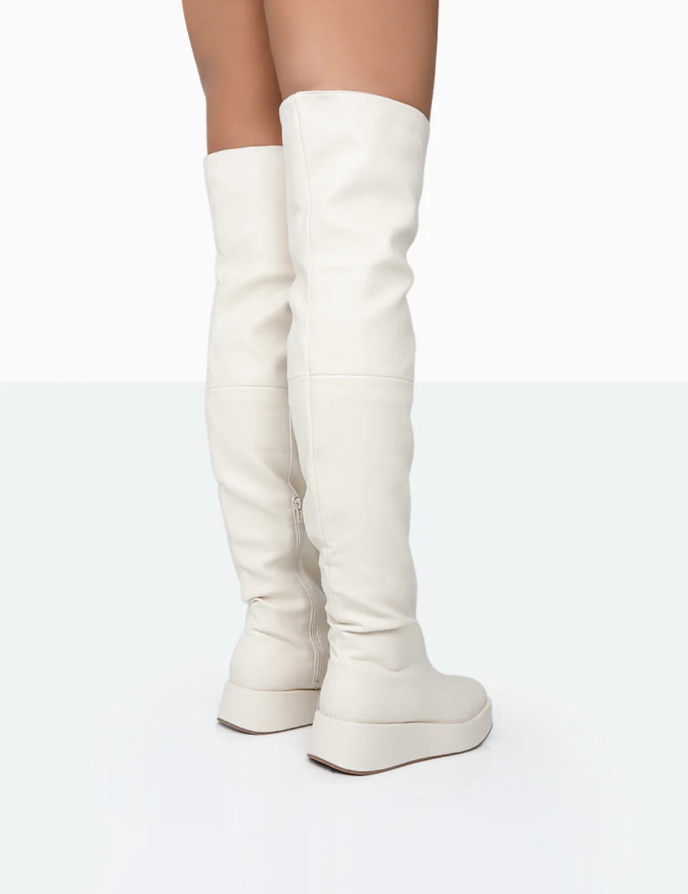 Erica Bone Pu Chunky Platform Sole Over The Knee Boots - Image 4