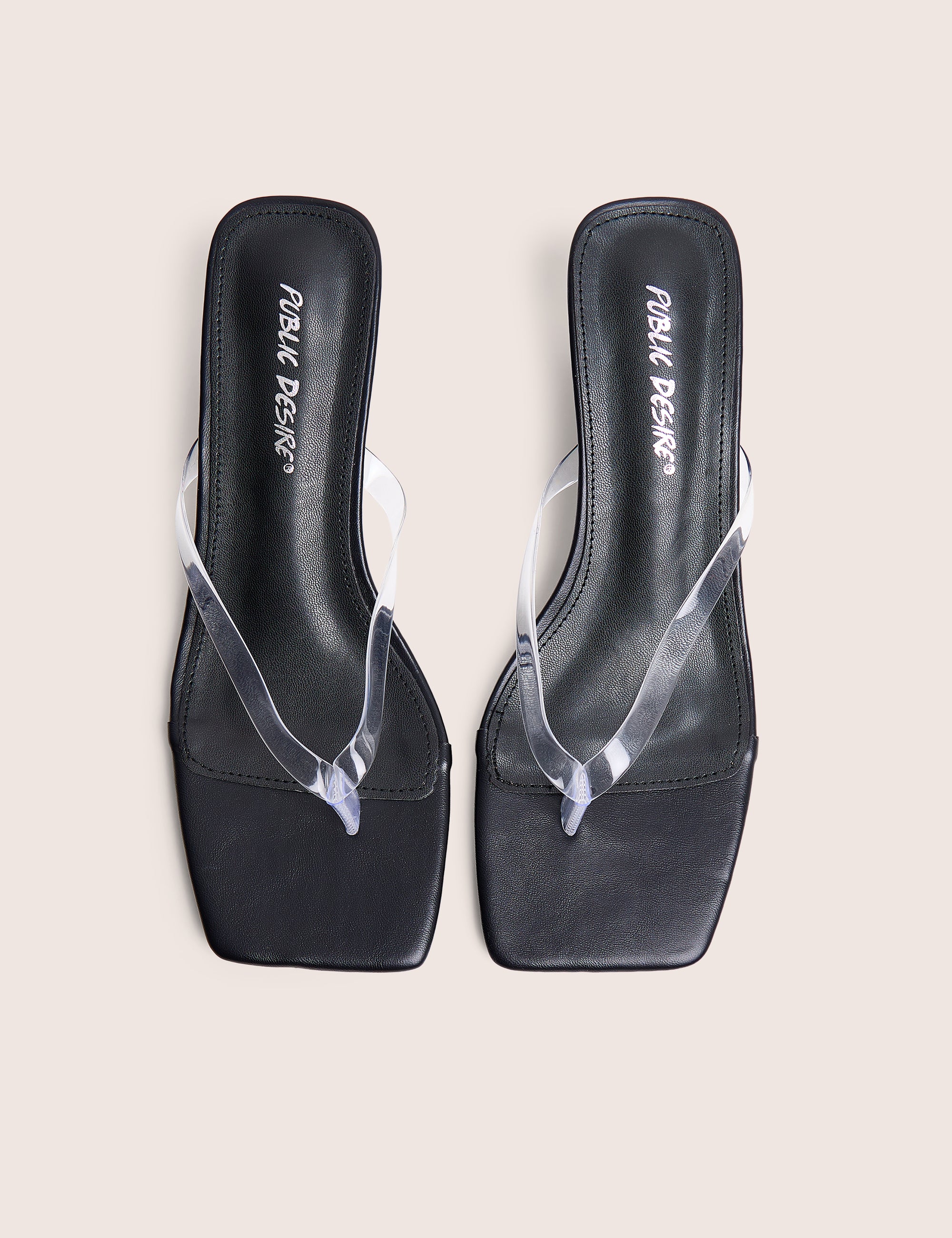 Everlast Black Perspex Thong Flip Flop Heels - Image 2