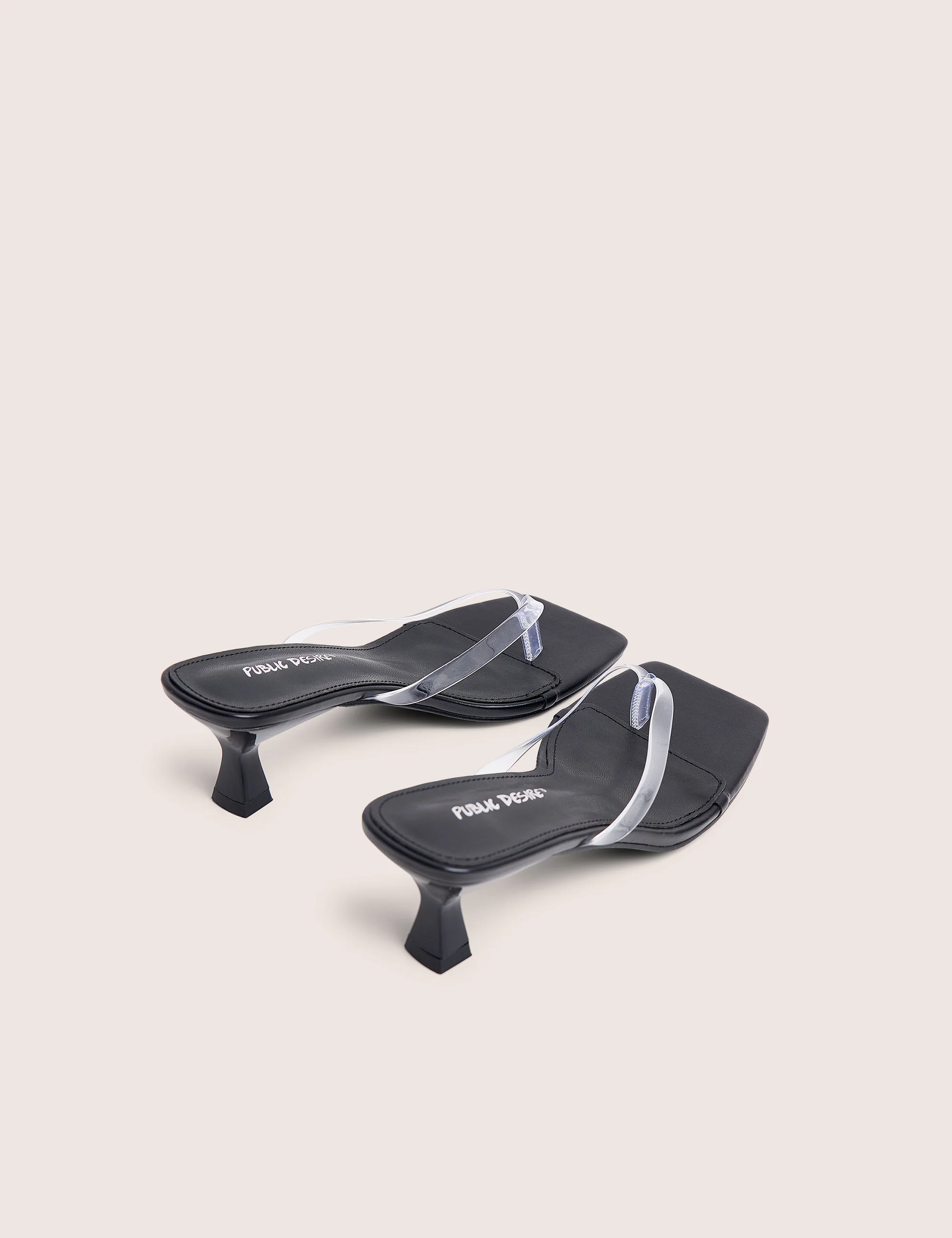 Everlast Black Perspex Thong Flip Flop Heels - Image 3