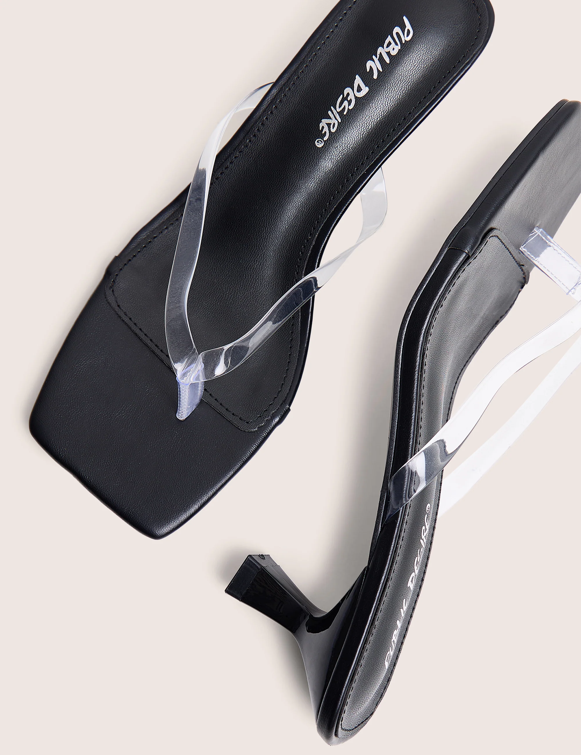 Everlast Black Perspex Thong Flip Flop Heels - Image 4