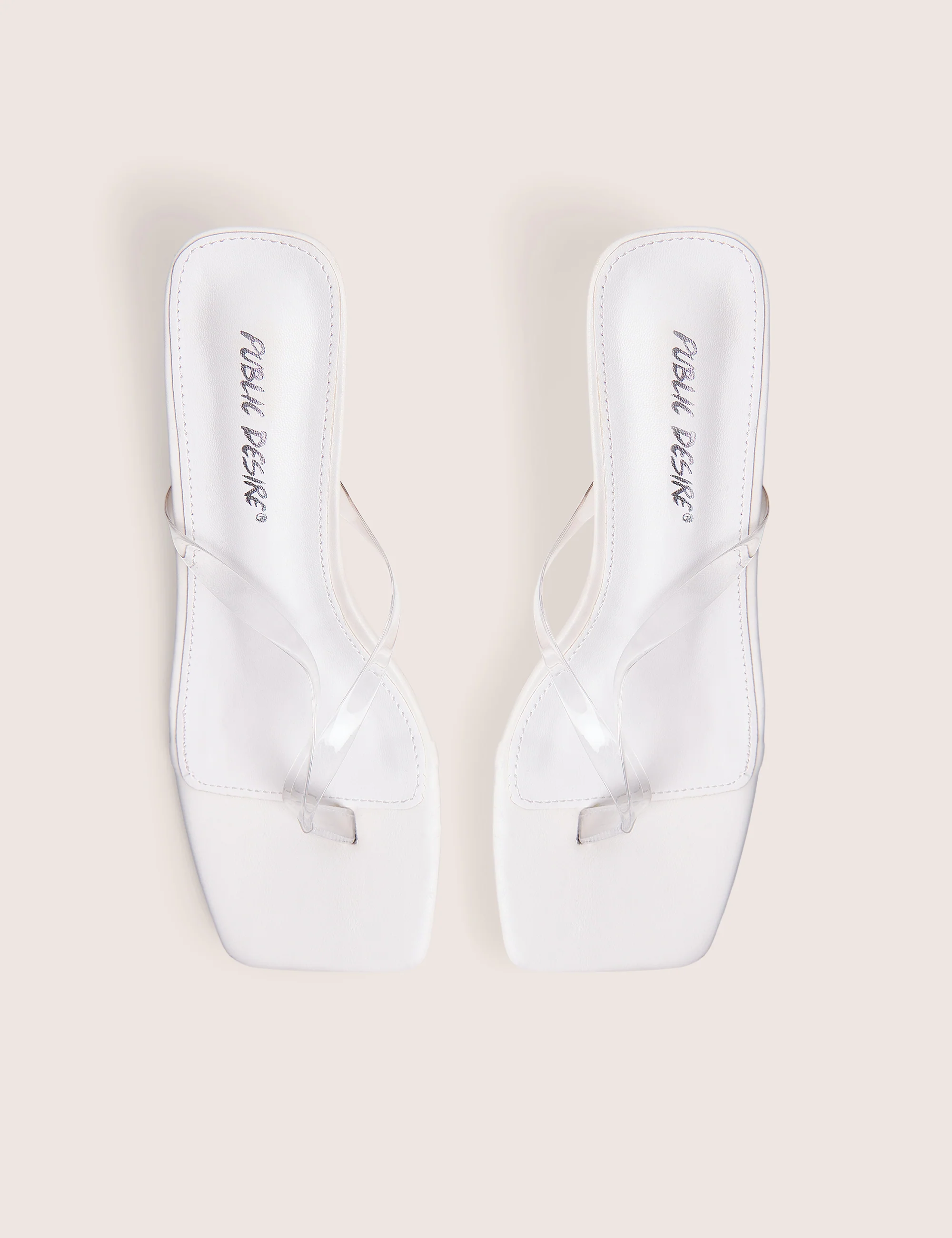 Everlast White Perspex Thong Flip Flop Heels - Image 2