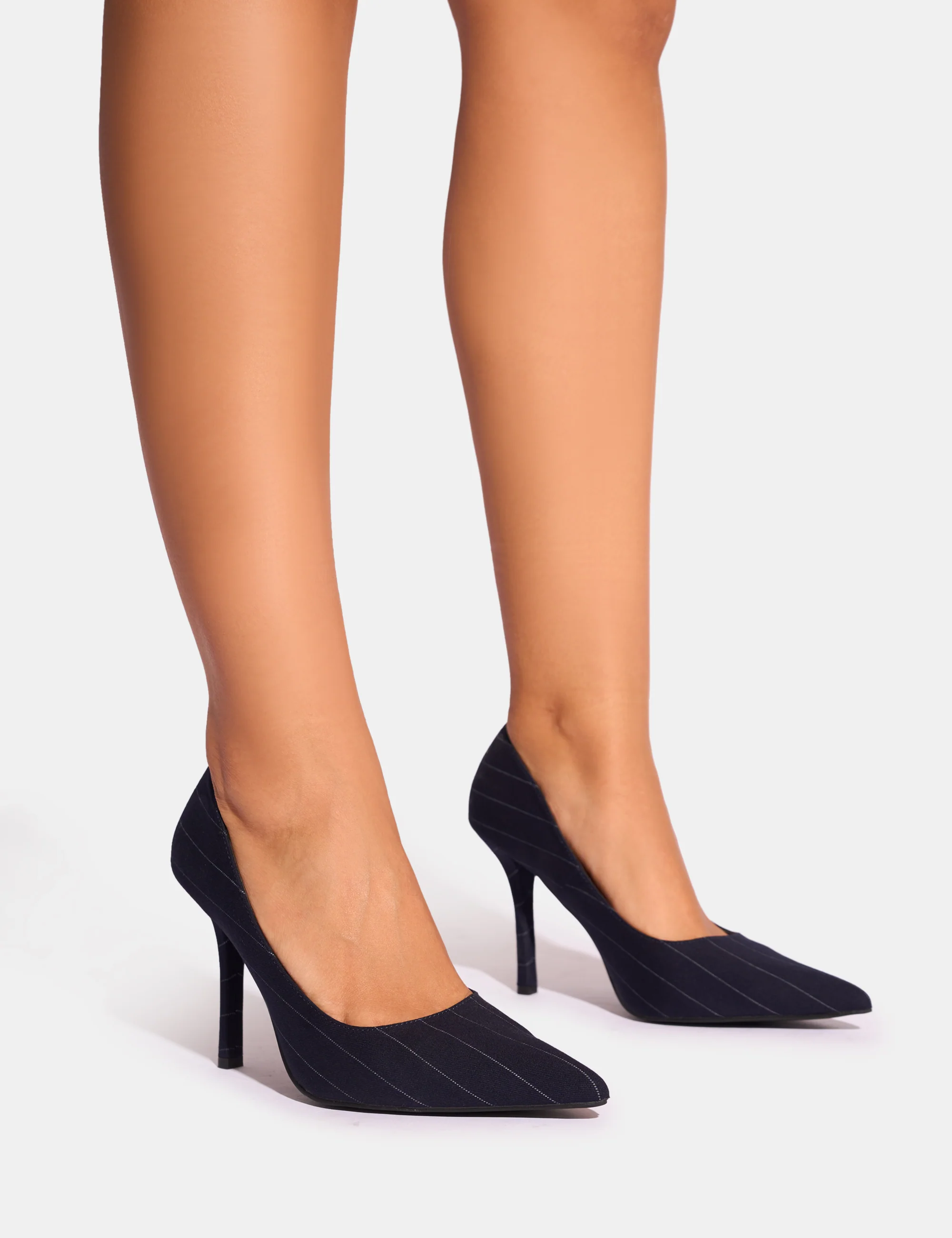 Evita Pinstripe Pointed Toe Court Shoes - Image 2