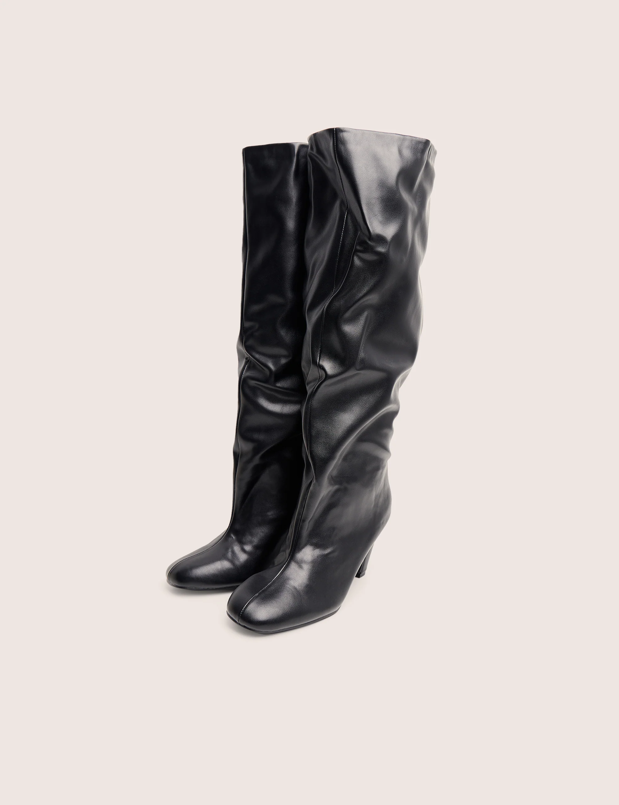 Fifth Ave Black Pu Slouchy Mid Heel Boots - Image 2