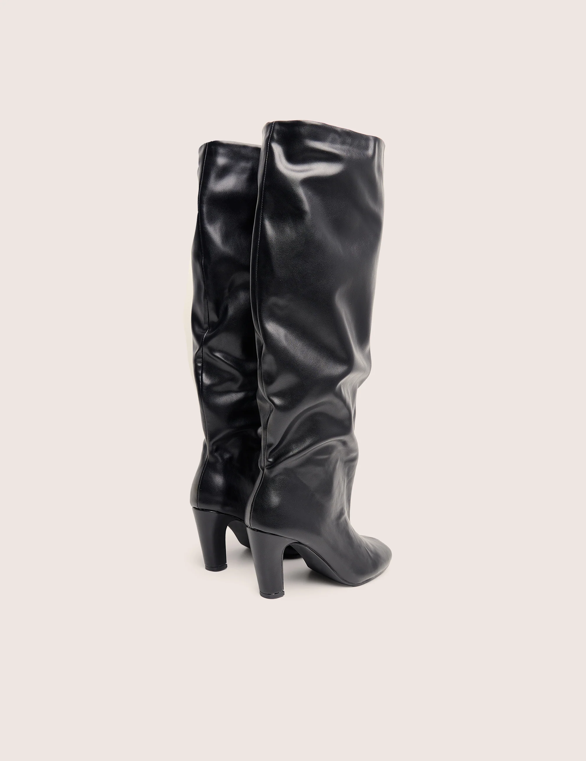 Fifth Ave Black Pu Slouchy Mid Heel Boots - Image 3